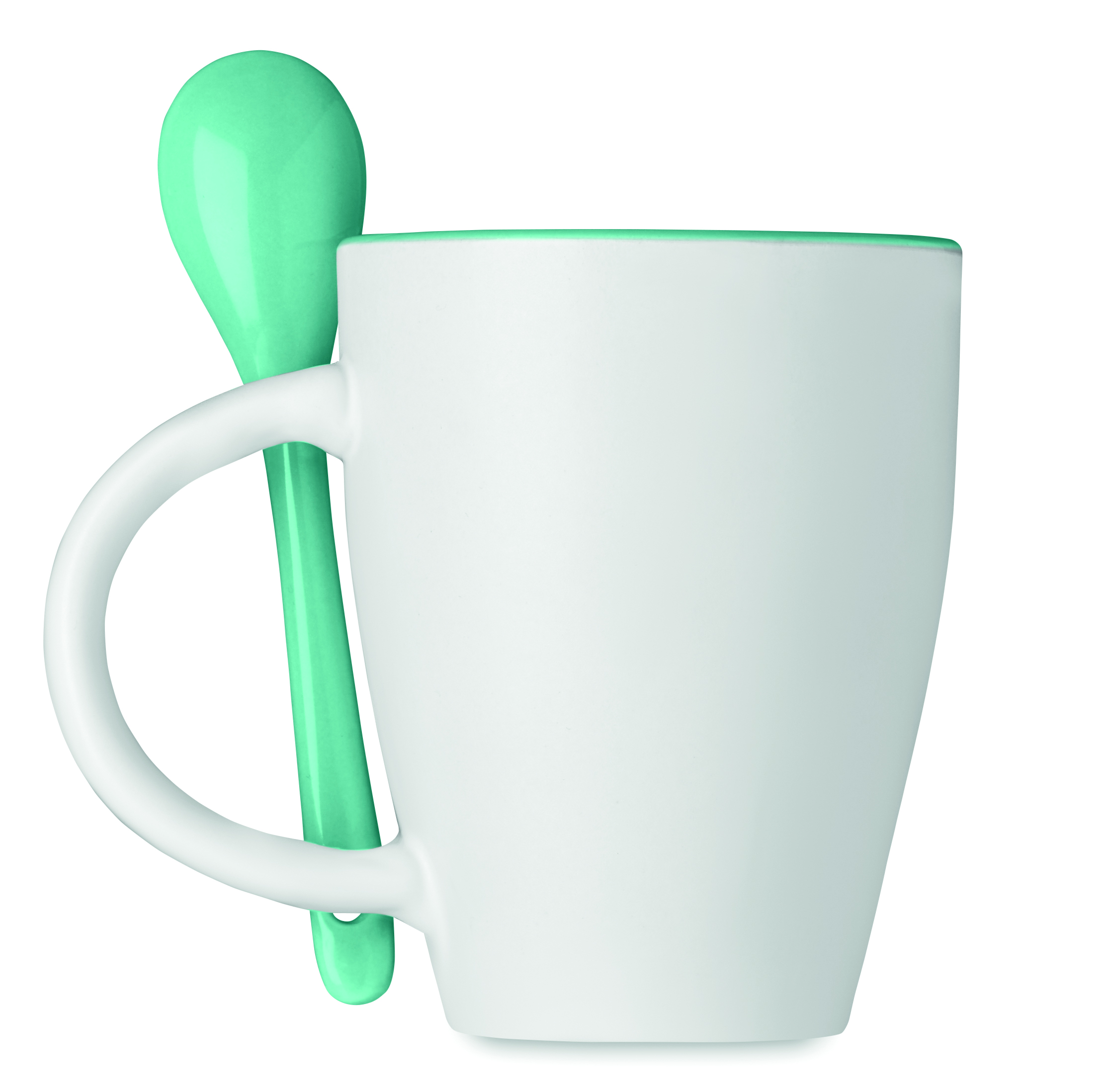 Becher, Tasse, Kaffeebecher, Grün, Löffelset