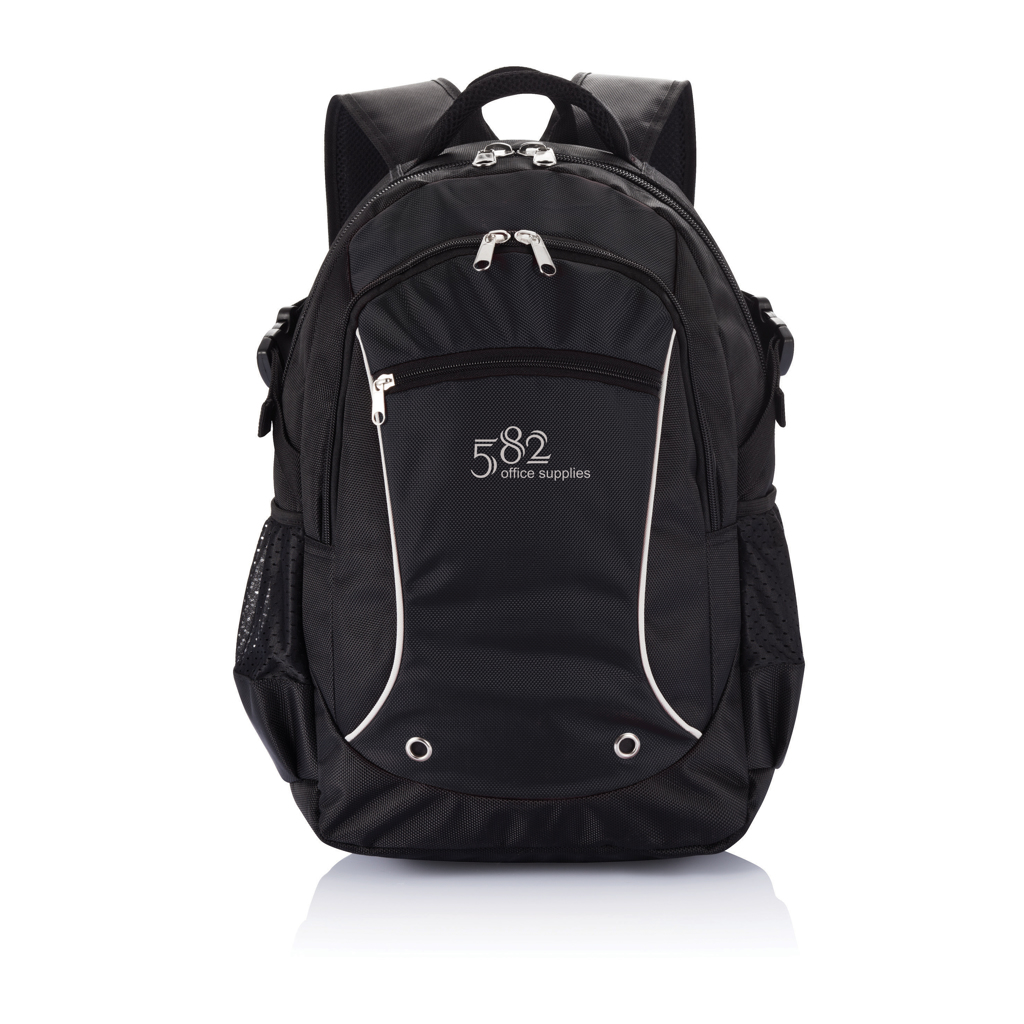 backpack, Schultasche, schwarz, Schultergurte, Mesh-Tockets, Rucksack, Backpack, Schwarz, Netzseitentaschen, Fronttasche, Rucksack, Schultasche, schwarz, Mehrfach-Taschen, Netzseitentaschen, Rucksack, Schulrucksack, Reiserucksack, Hauptfach, Vordertasche