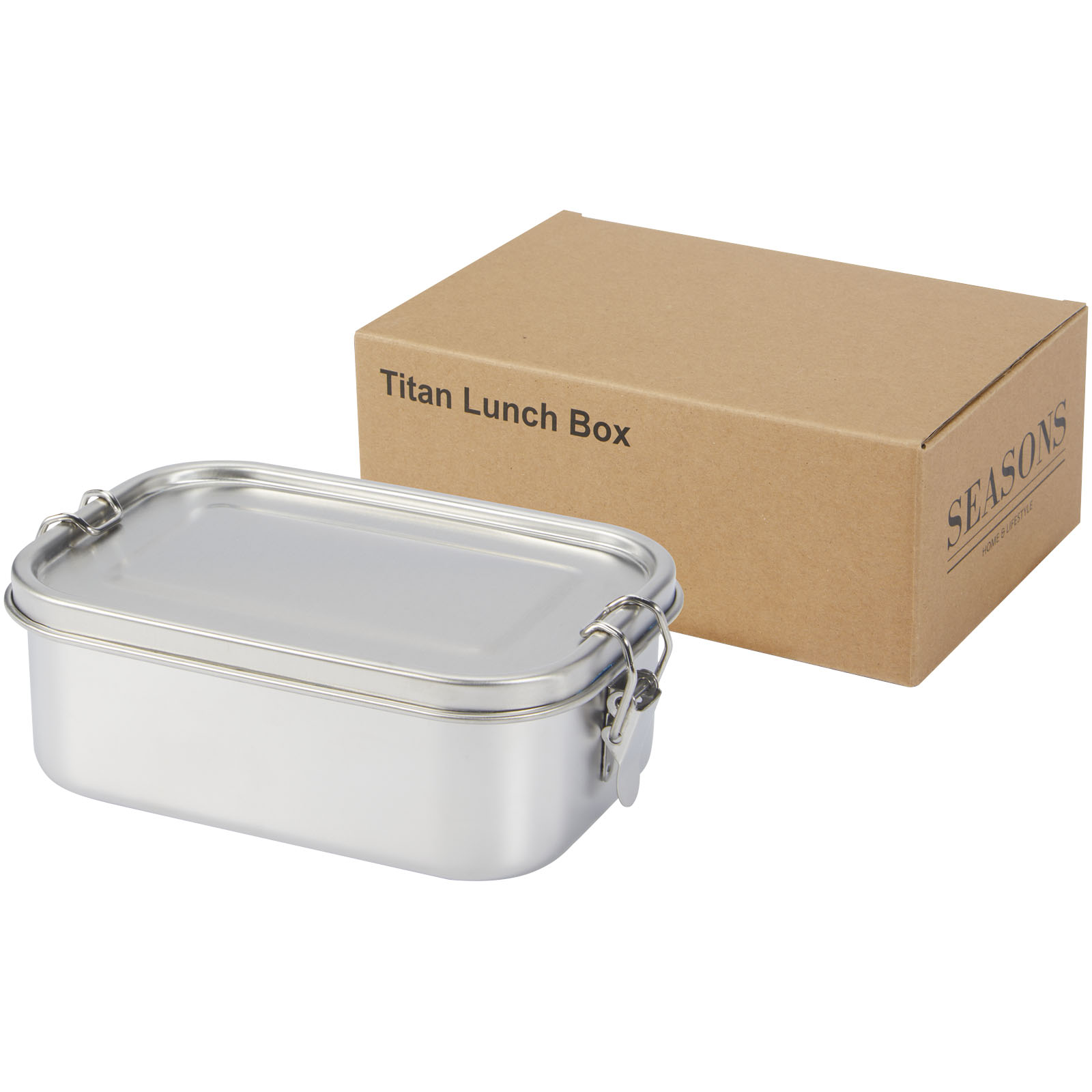 Lunchbox, Metall, Edelstahl, rechteckig, Klemmlid