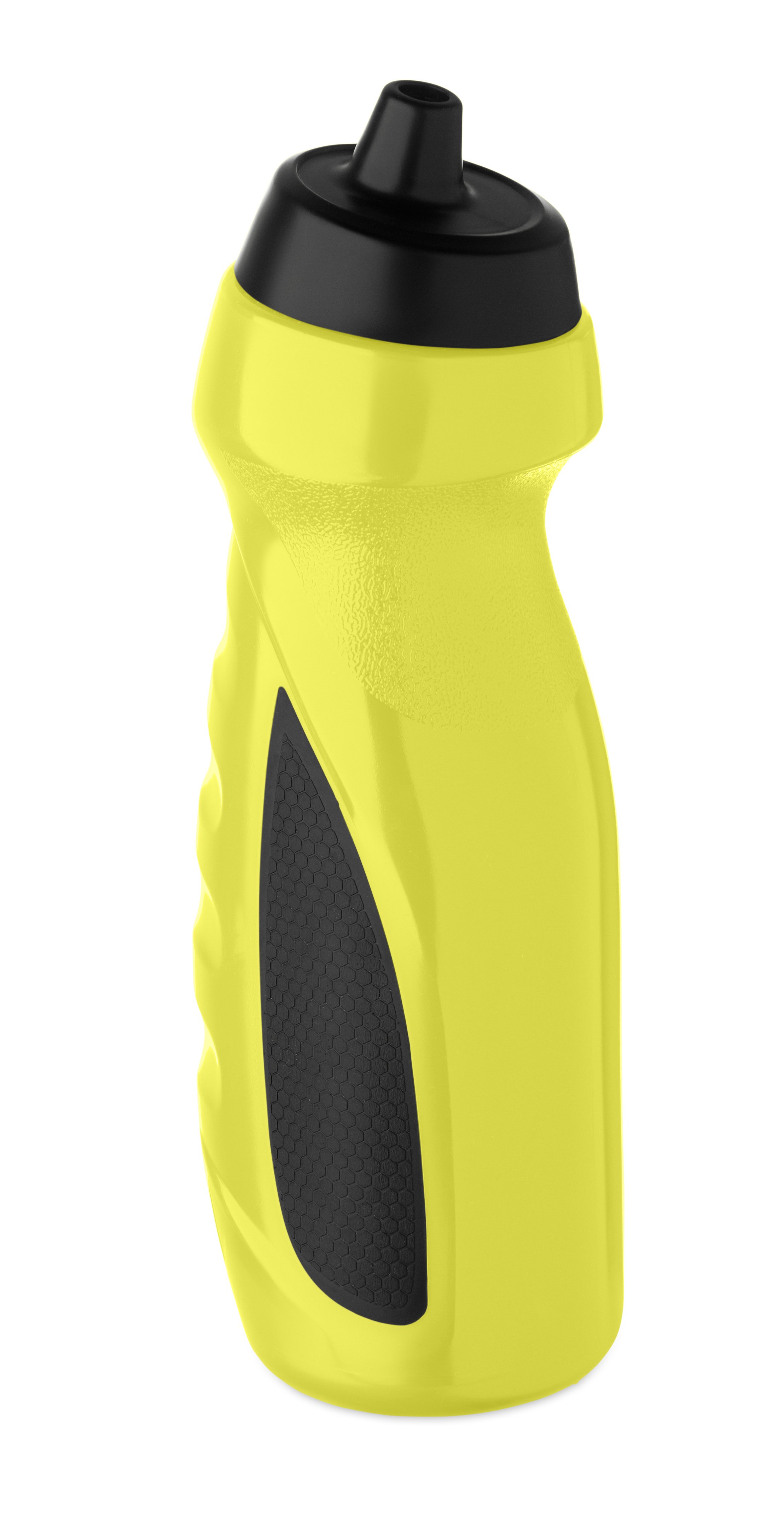 Trinkflasche, Sportflasche, Neongelb, Schwarz, Silikon-Griff