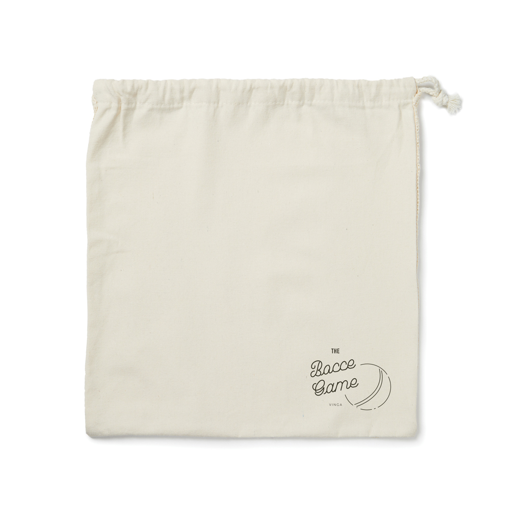 drawstring Tasche, Baumwolltasche, Canvas Beutel, beige Tasche, Logo-Druck,  Drawstring bag, Canvas tasche, cremefarbig, kleine größe, Logoaufdruck, canvas bag, drawstring, cremefarben, Logo-Aufdruck, the bacce game