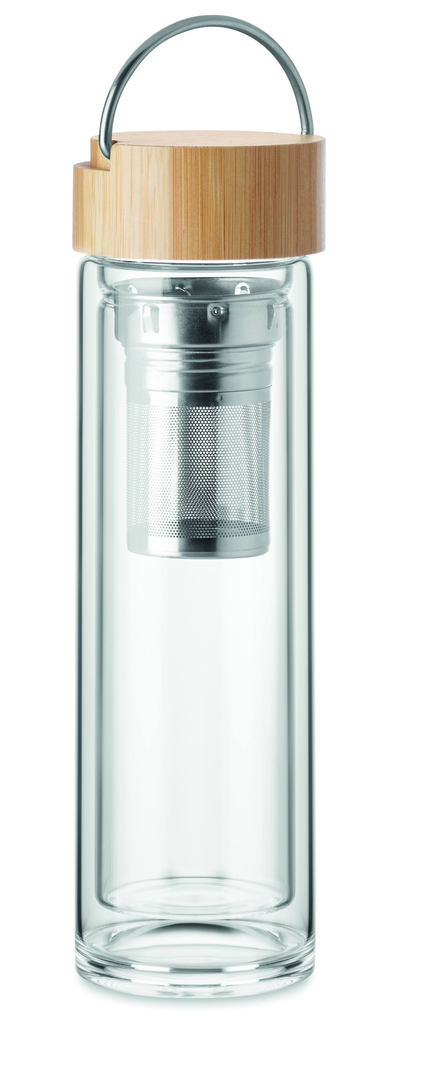 Teefilter, Glasflasche, Streifendesign, Holzdeckel, Wasserkaraffe