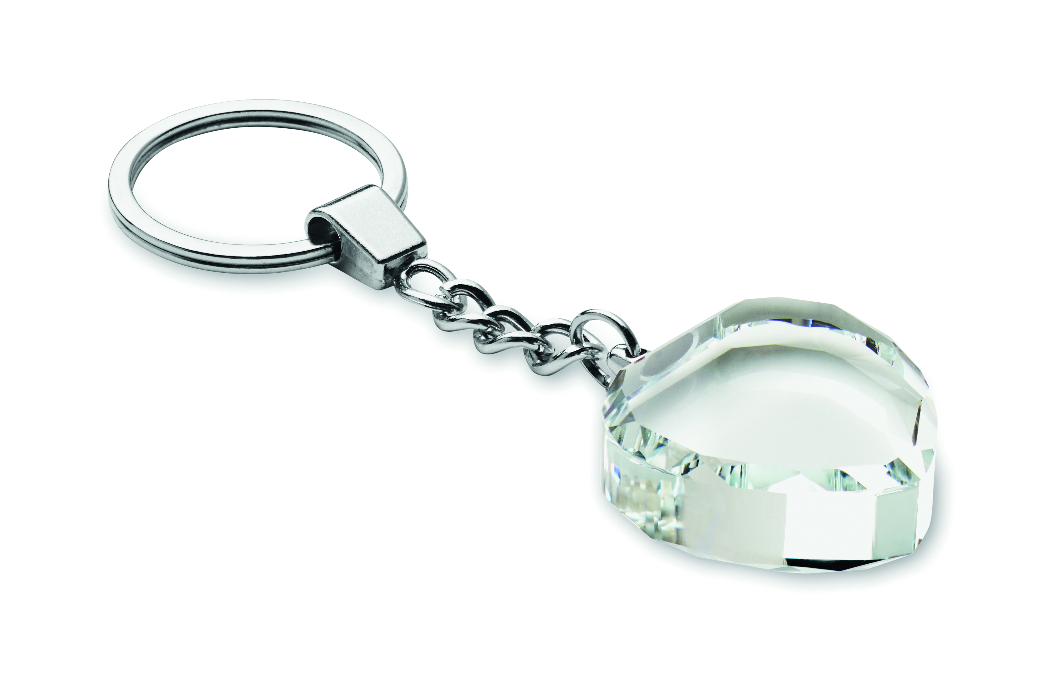 Schlüsselanhänger, Klarer Kristall, Metallring, Kette, Karo-Schnitt, Schlüsselanhänger, Kristallanhänger, Kristallanhänger, Metallkette, Ringhaken, Schlüsselanhänger, Kristallanhänger, Ketteanhänger, facettenreicher Kristall, Metallkette