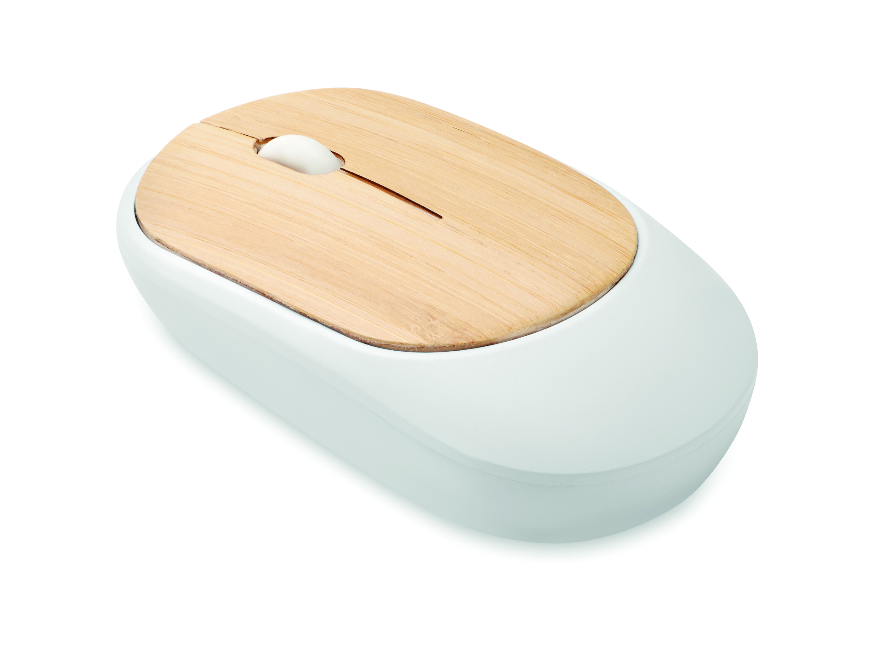 Desktop-Maus, Holzoberfläche, Drahtlos, Glänzend Weiß, Schlankes Design, Schneidebrett, Holzbrett, Küchenzubehör, Schiebeschieber, weiße Basis, Kissen, Luftbefeuchter, Schiebedeckel, Holzdeckel, weiße Basis
