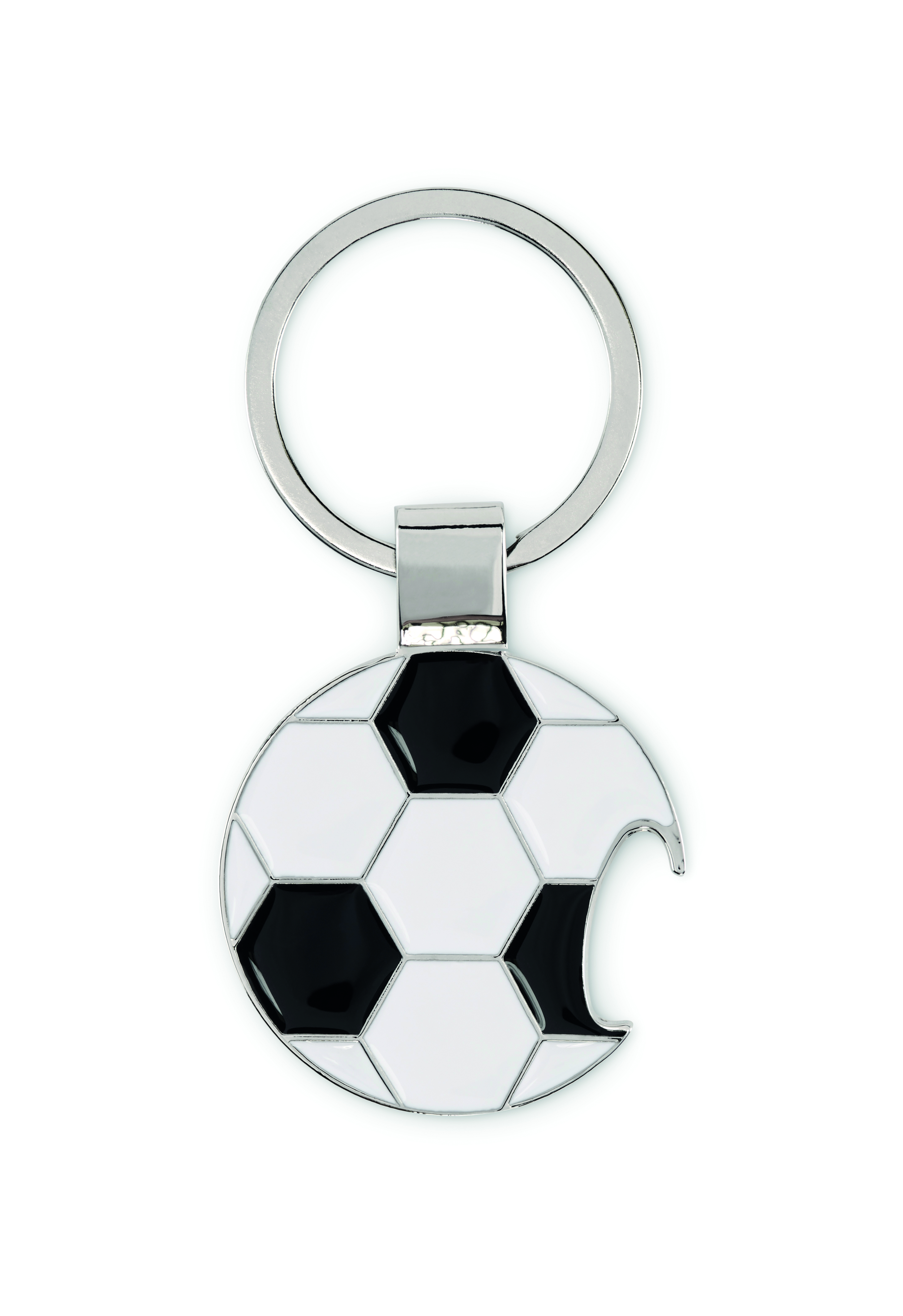 Schlüsselanhänger, Fußballmuster, Schwarz-Weiß, Rundanhänger, Metall