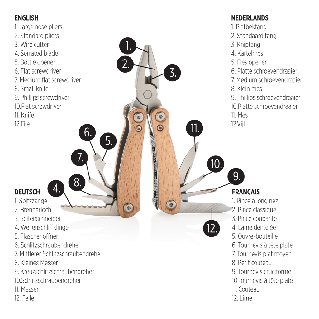 Besteck, Gerät, multitool, vouwtool, houten handvatten, tang, snijbladen, Multitool, Pliers, Holzgriffe, Faltbar, Messer, Multitool, Zange, Klappwerkzeug, Holzgriffe, Zangen-Set, Multitool, Wooden grip, Serrated blades, Pliers, Foldable