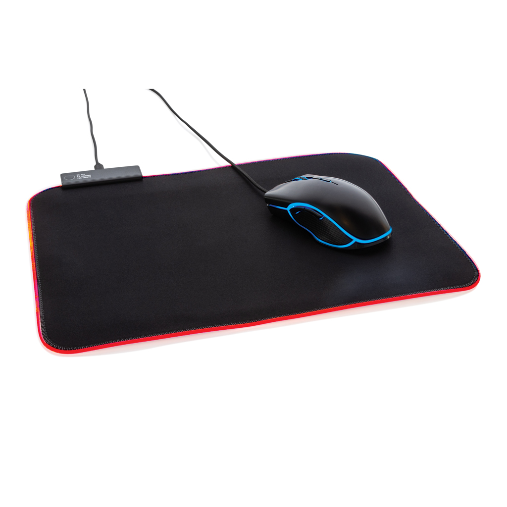 Computerausrüstung, Maus, Matte, Mauspad, mauspad, gaming, optik, usb-kabel, desktop-zubehör, mauspad, gaming, gummi, schwarz, rgb, Mauspad, Gaming-Mauspad, RGB-Rand, Schwarzes Pad, Verkabeltes Mauspad