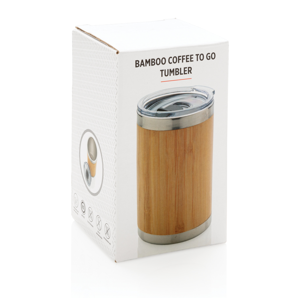 Kann, Zinn, Tumbler, Bambus, Kaffee, To go, Edelstahl, Kaffee-Tumbler, Bambus, Holzoptik, Edelstahlrand, To-go-Becher, Tumbler, Bambus, Kaffee, Für unterwegs, Edelstahlrand