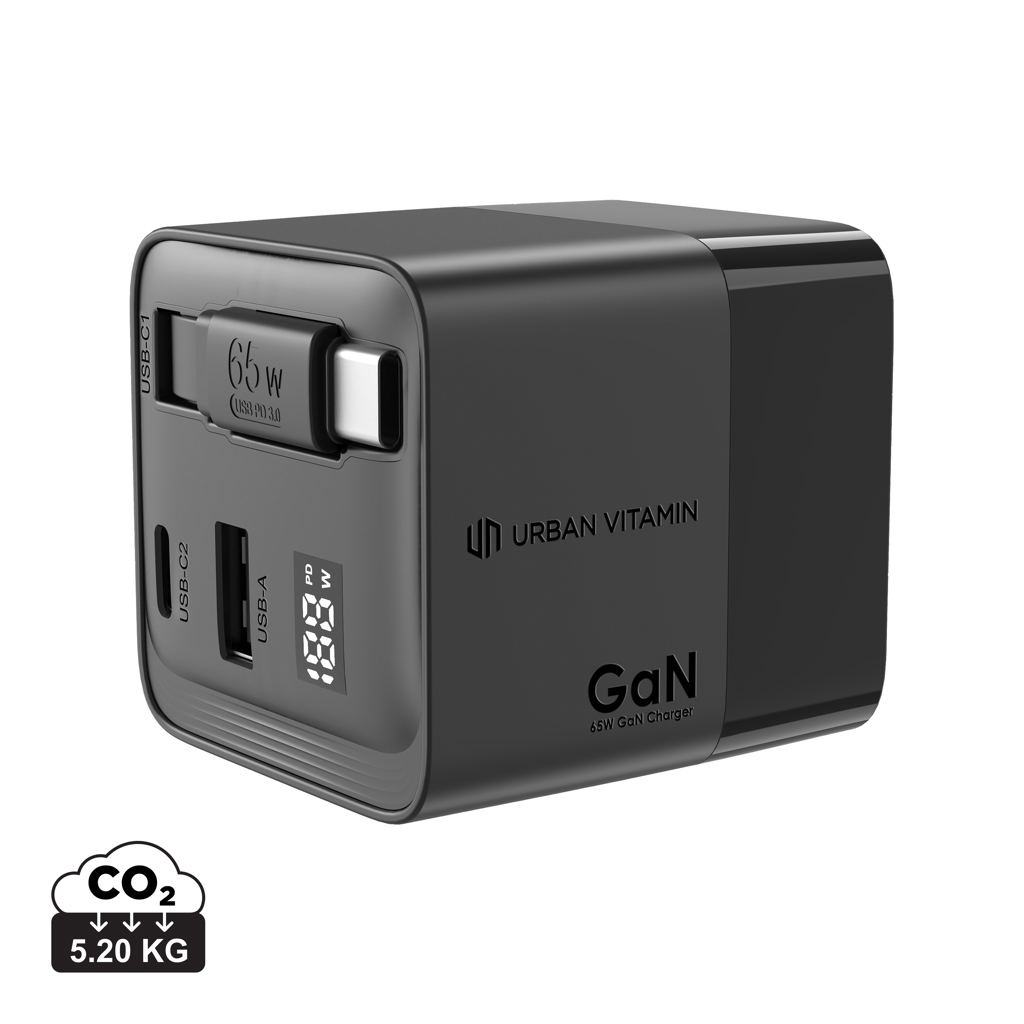 Elektronik, Adapter, Kamera, Digitale Kamera, GaN-Lader, 65W, USB-C, USB-C2, Urban Vitamin, GaN-Ladegerät, 65W, USB-C, USB-C2, Netzadapter, GaN Ladegerät, 65W, USB-C, USB-A, Urban Vitamin