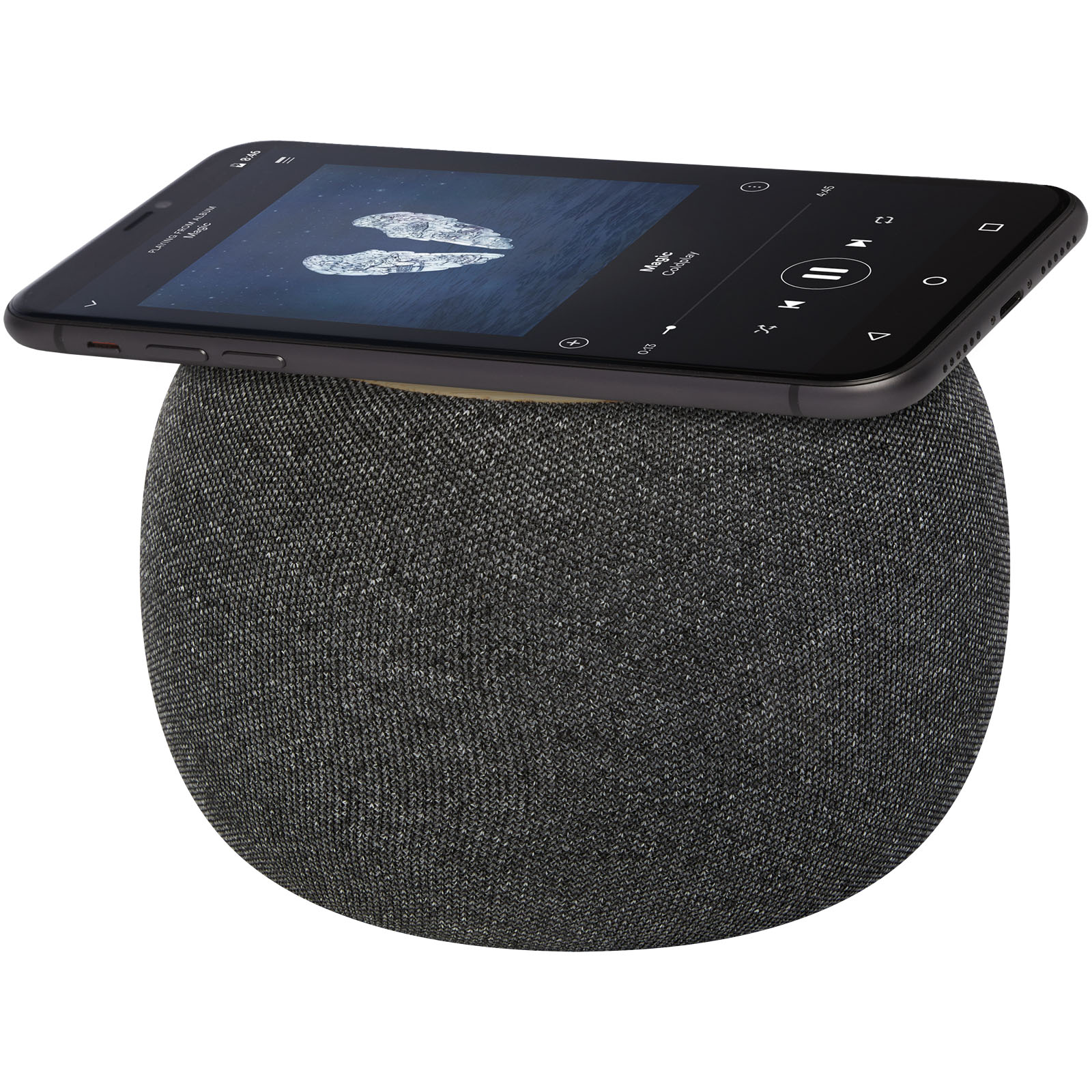 Lautsprecher, Smart Speaker, Stoffhülle, Oval, Schwarz