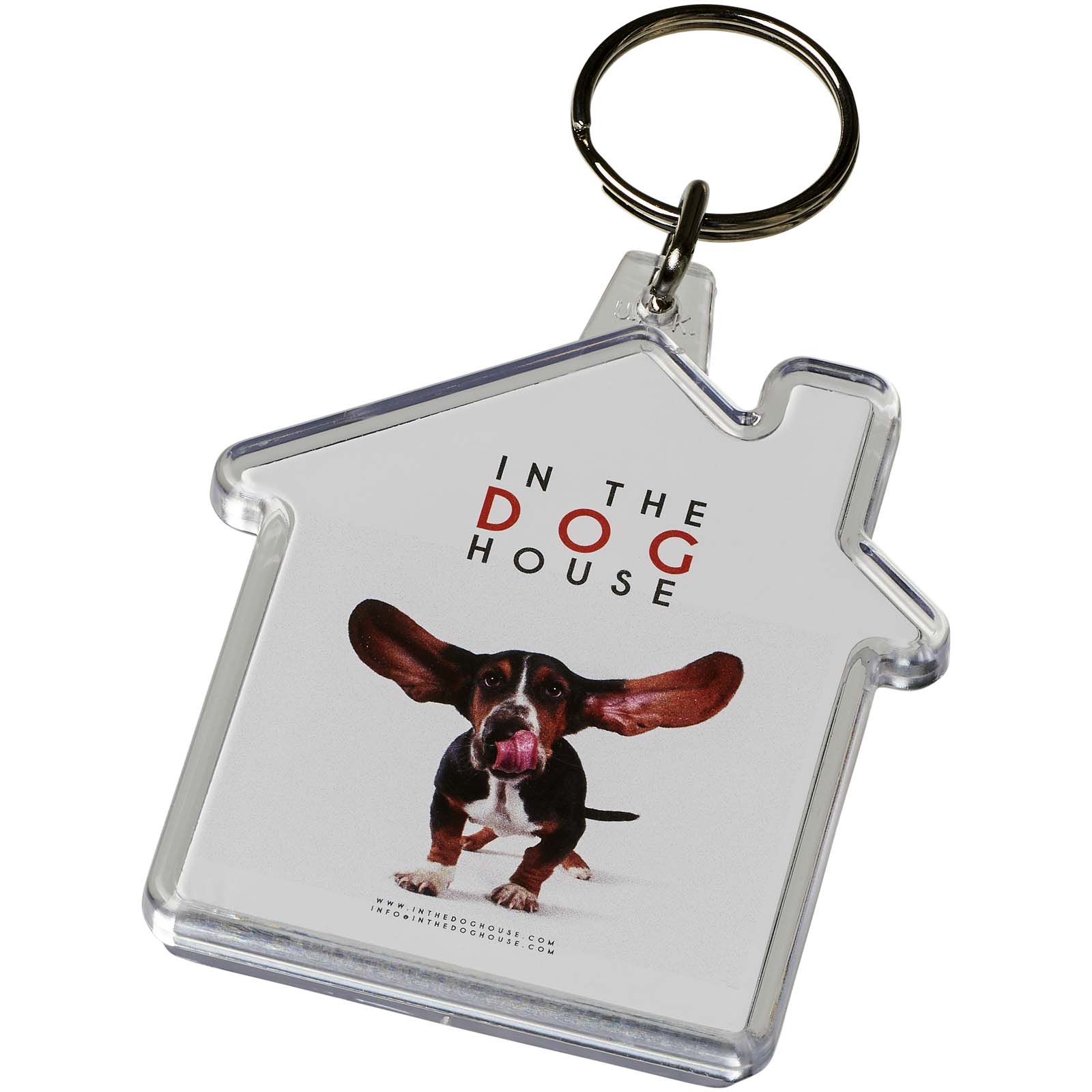 Schlüsselanhänger, Hund, Hundebild, In The Dog House, Dog keychain, Hund, Schlüsselanhänger, Tierzubehör, Schlüsselanhänger aus Kunststoff, klarer Kunststoff, Hund, Schlüsselanhänger, Hunde-Logo, Druck, Kunststoff