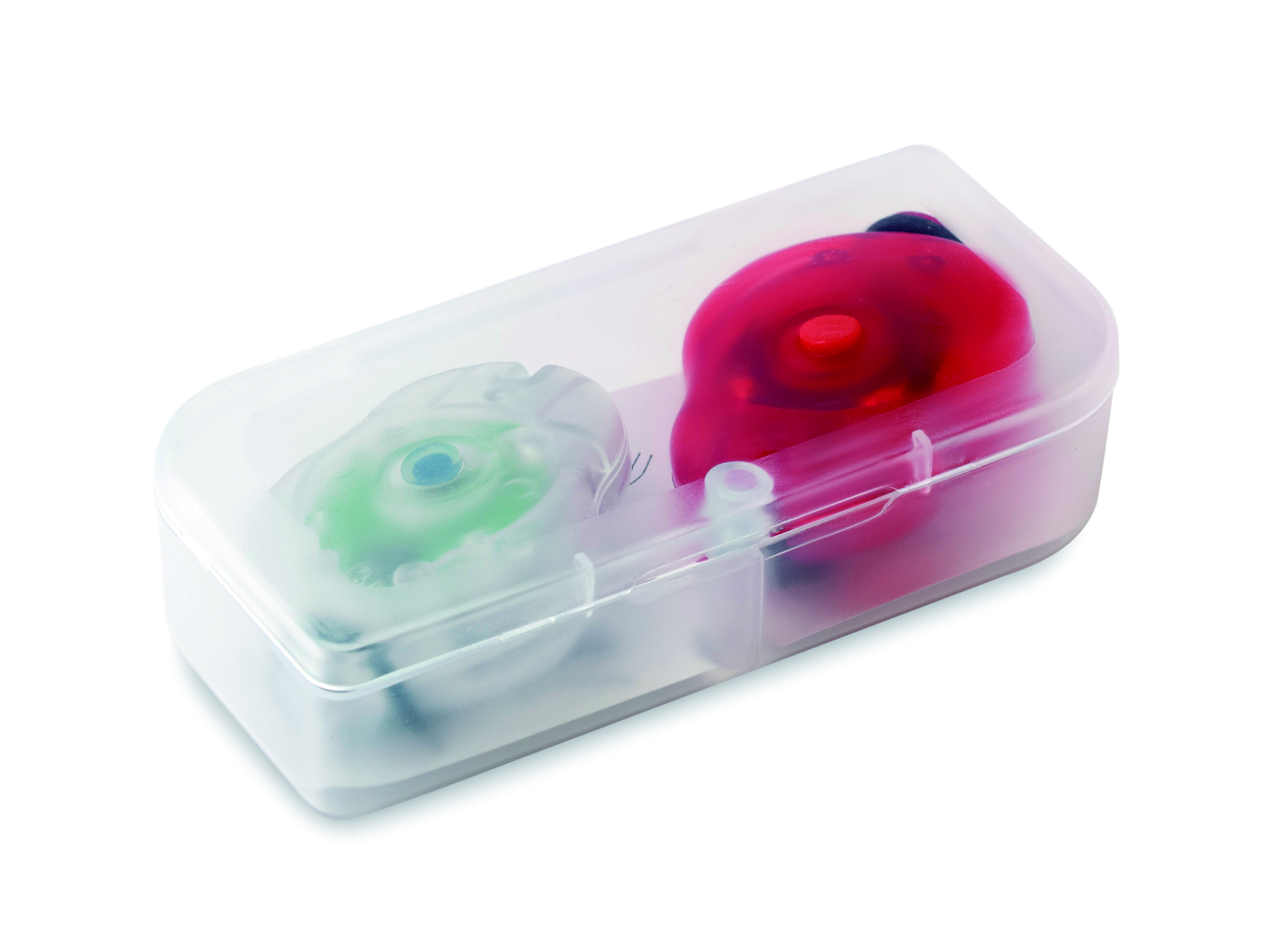 Spillbegrenzer, Gummi-Durchführung, Farbige Zahnspangen-Box, Zahnputz-Set?, Brillen?