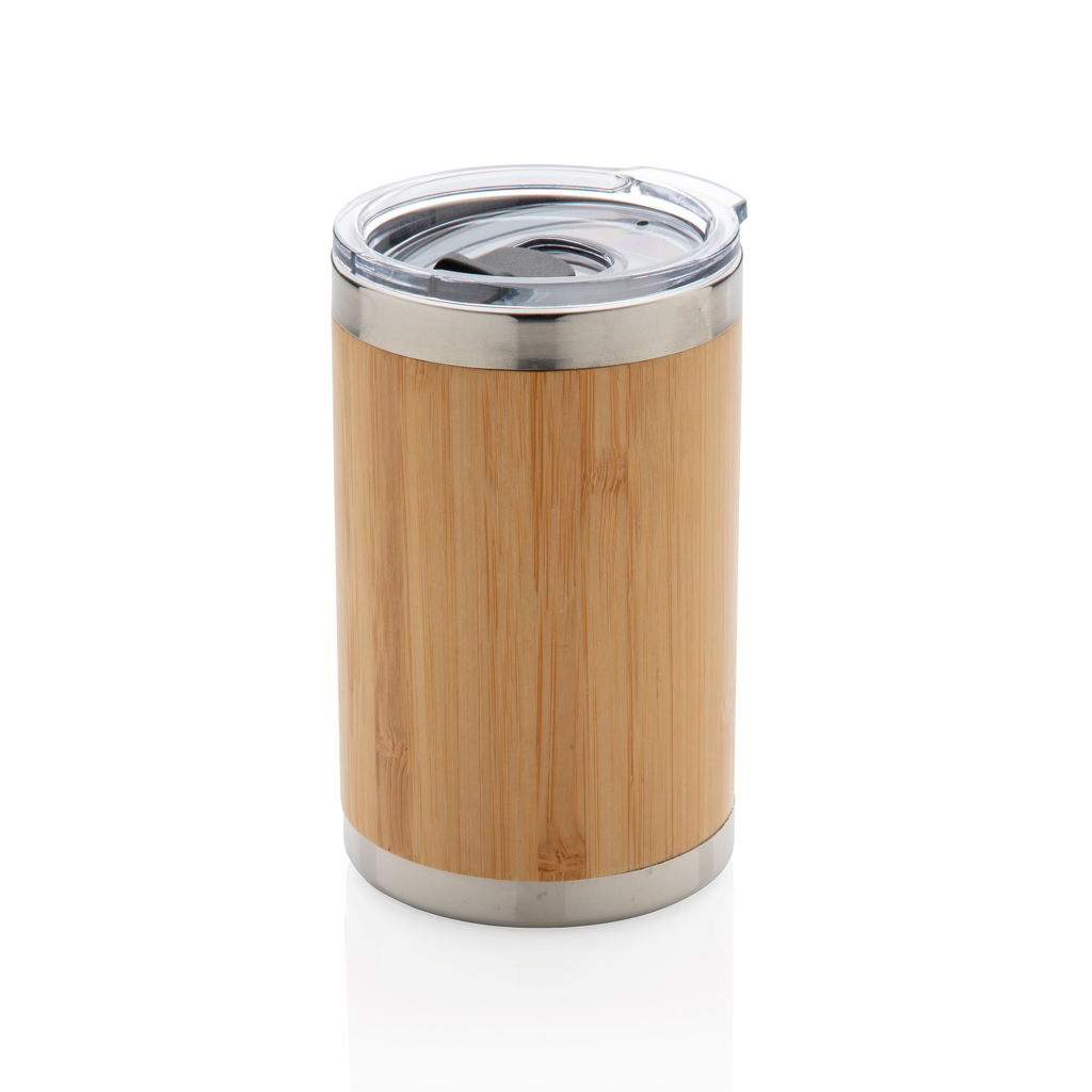 Zinn, Trinkbecher, Becher, Bambus, Holzfassung, Stahlrand, Kaffeebecher, To-Go-Becher, Holz, Bambus, Stainless Steel, Tumbler, Bambus, Edelstahl, Reisebecher, Holzoptik
