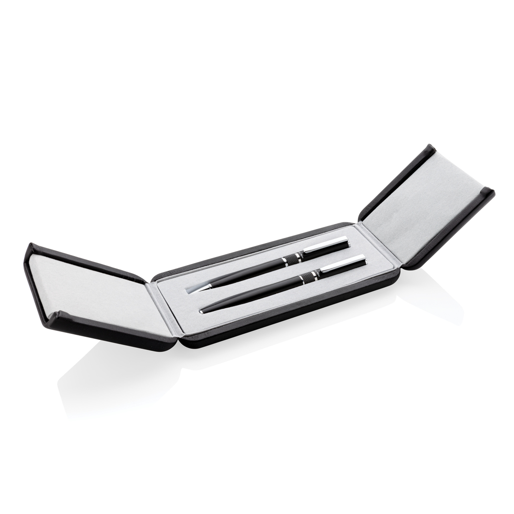 Kugelschreiber Set, Schreibset, Stiftetui, Schwarz, Metalloptik, Kugelschreiber, Schwarz, Halter, Geschenkset, Stiftehalter, Stiftset, Kugelschreiber, Bleistift, Schreibset, Geschenkset