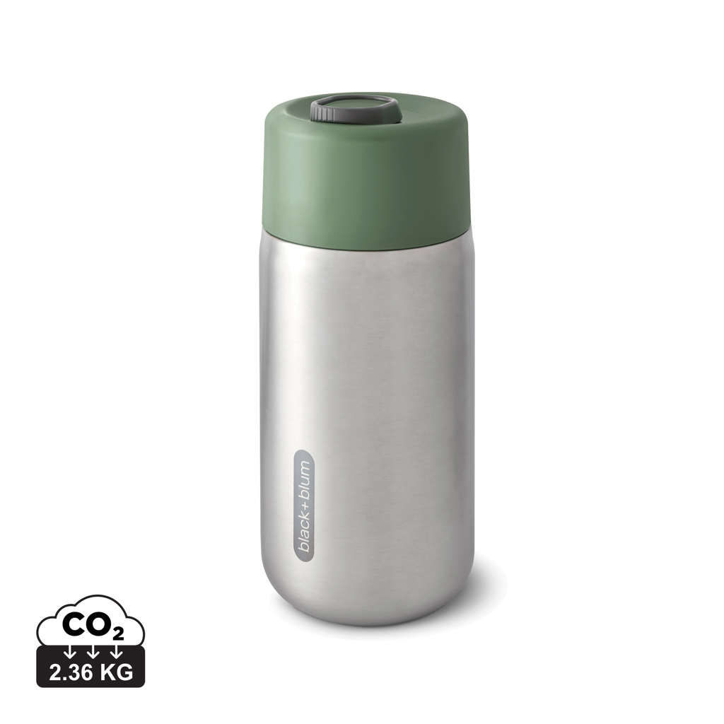 Thermos, Edelstahl, Grüne Deckel, Isolierter Flaschen, 2,36 kg CO2-Aufdruck