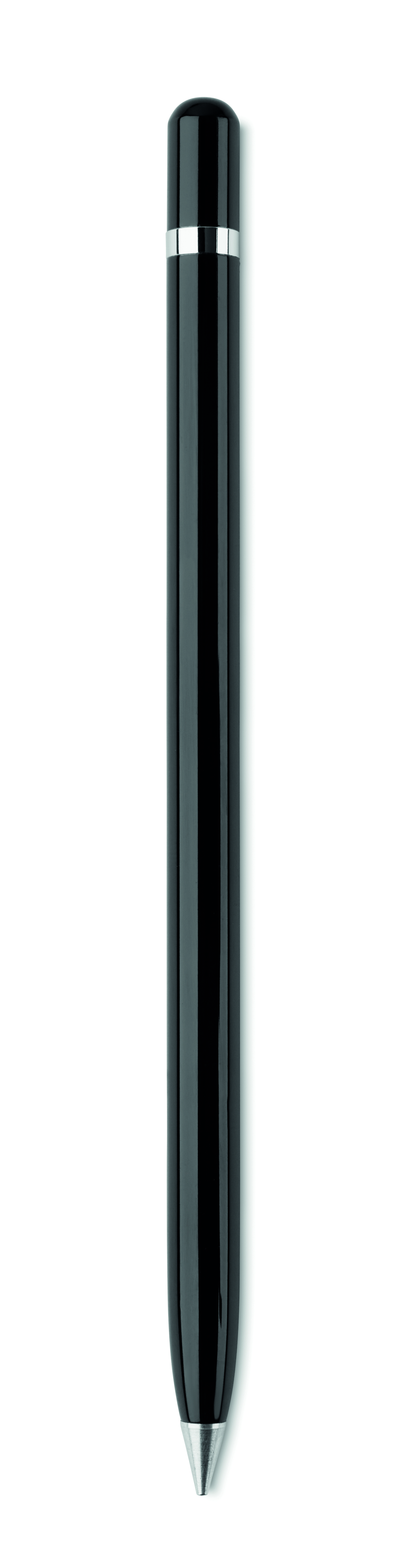 Stift, Kugelschreiber, Schwarz, metallic, Kappe mit Silberring