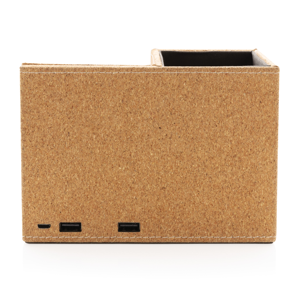 Kiste, Karton, Kartenhalter, USB-C, Kork, Bast Verpackung, Halterung, Korkhülle, USB-Hub, Kartenleser, Elektronikzubehör, Korkoptik, Holz, Kork, USB-Hub, Schreibtisch-Organizer, Halterung