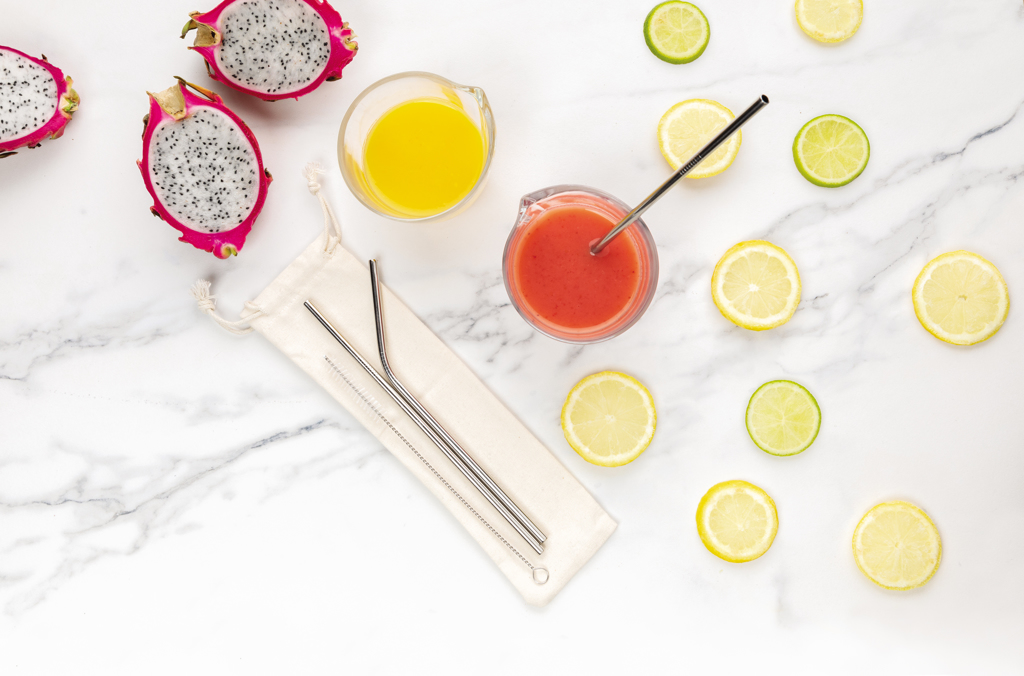 Getränk, Saft, Obst, Zitrusfrüchte, Zitrone, früchte, dragon fruit, saft, smoothie, getränk, früchte, dragonfruit, saft, getränk, straws, Fruchtsaft, Drachenfrucht, Zitrone, Scheiben, Strohhalme