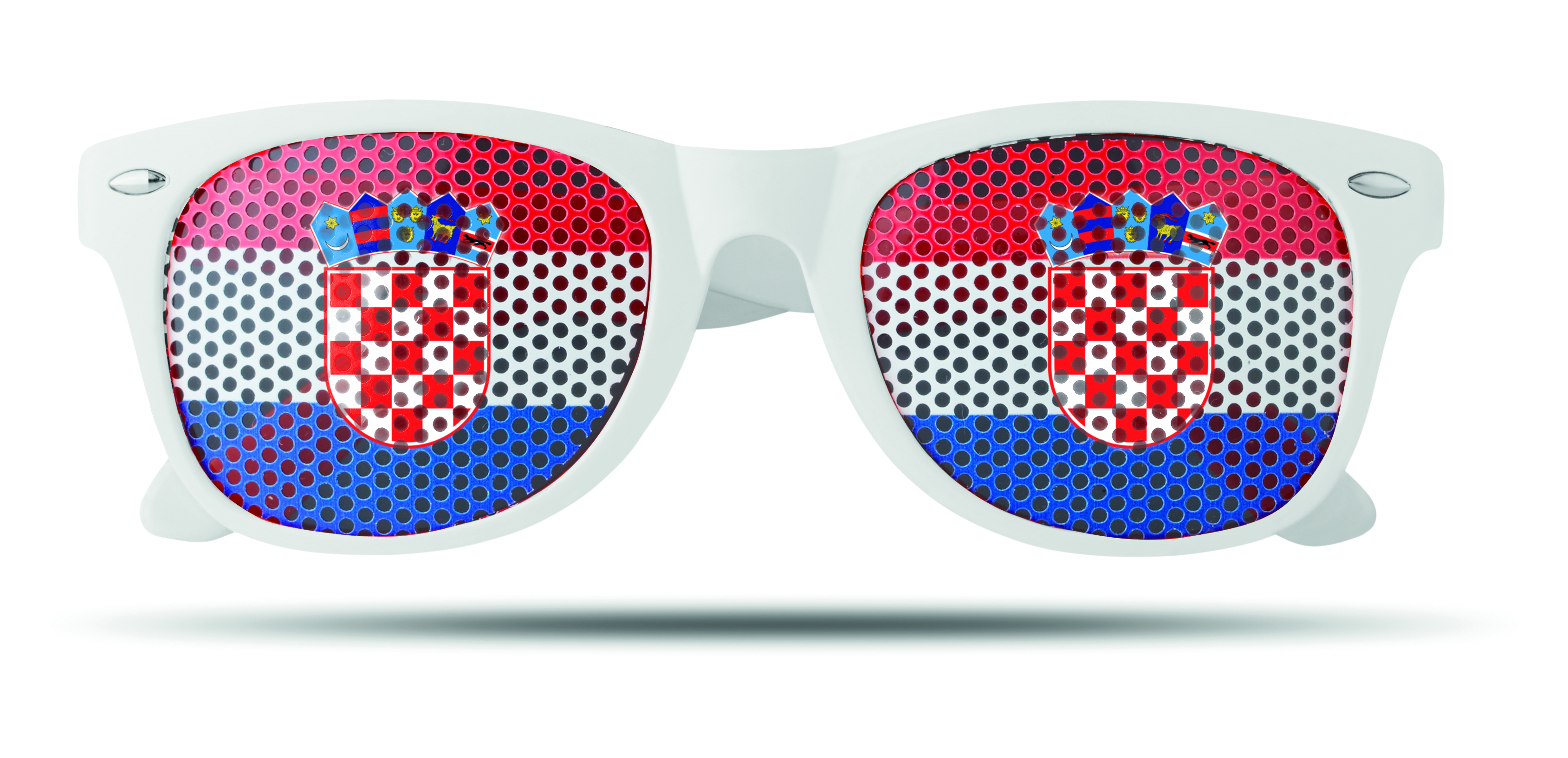 Sonnenbrille, Kunstgläser, doppelt, Rote Punkte, Herzschild