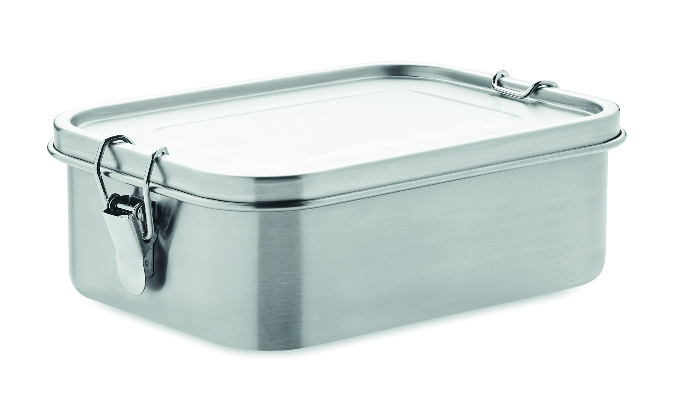 stahlbox, lunchbox, metallbehälter, silber, clipverschluss