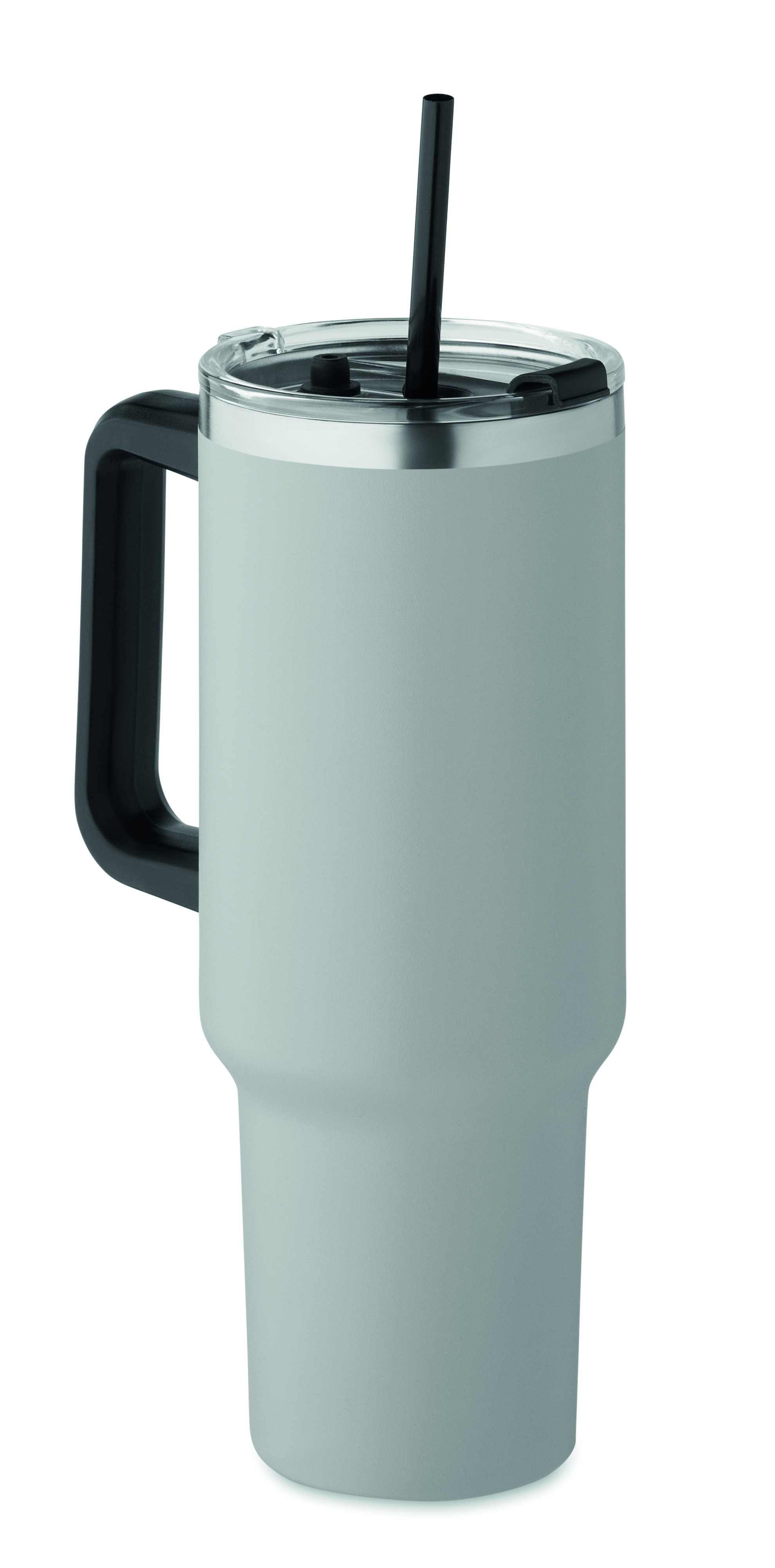 Thermobecher, Reisebecher, Isolierbecher, Deckel aus Edelstahl, Strohhalm vorhanden, Reisetasse, Edelstahl, Hellgrau, Deckel aus Kunststoff, Strohhalm, trinkbecher, strawless, salat, mug, becher