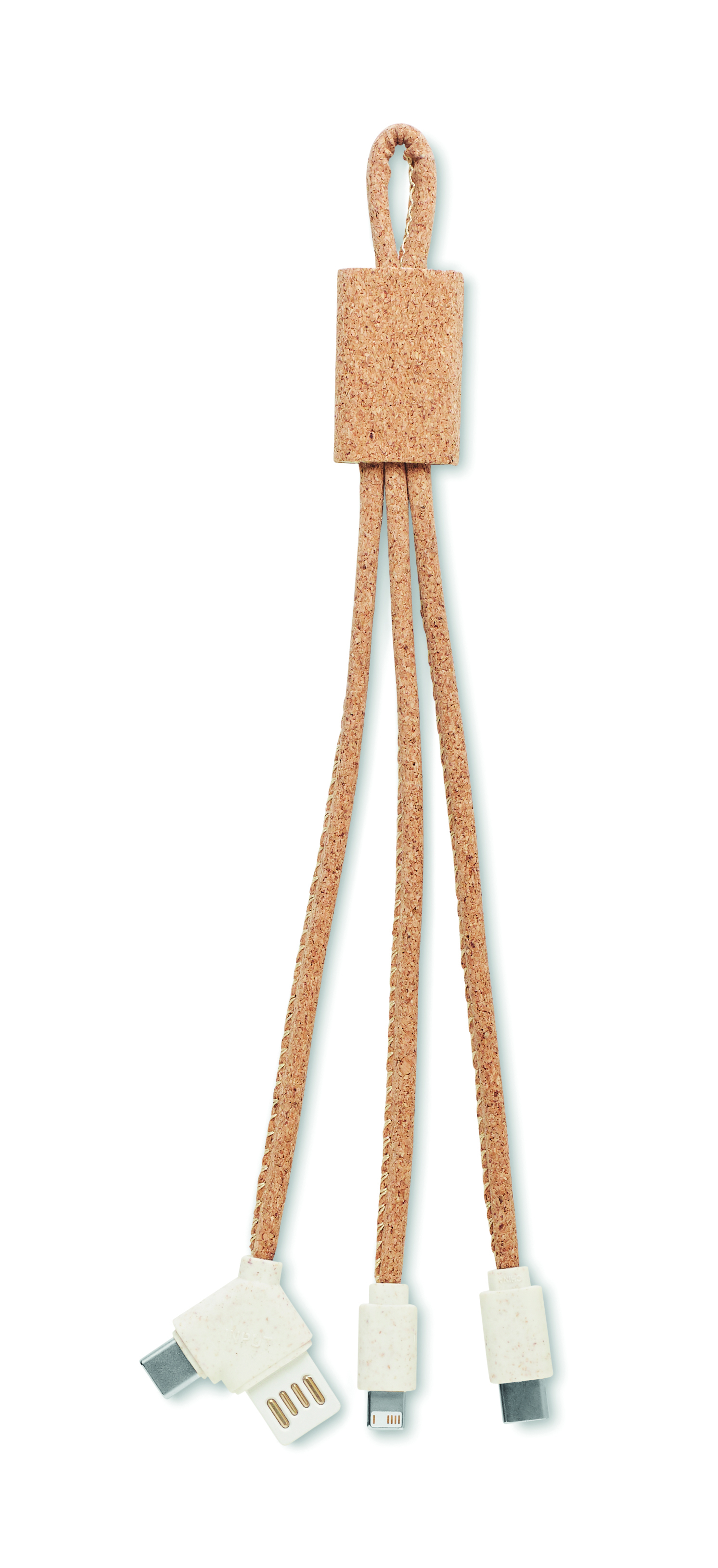 Kordelkabel, Ladekabel, USB-C, 3-in-1, Korkel kabel