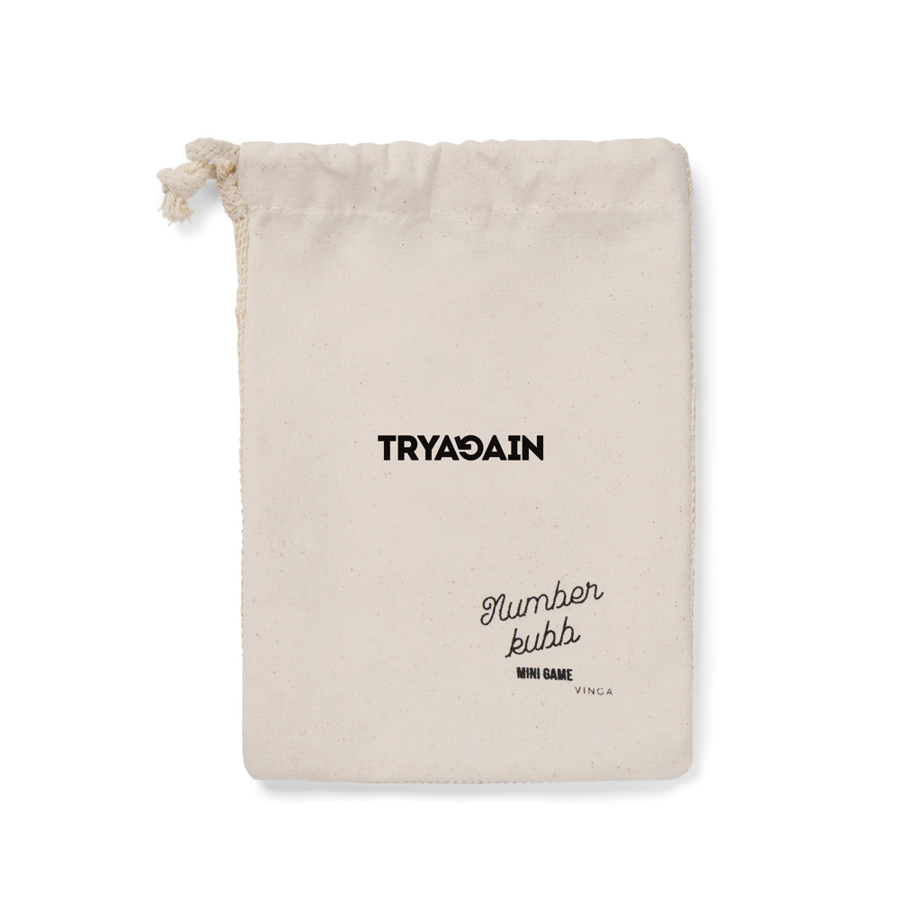 Stoffbeutel, Drawstring Tasche, Canvas Beutel, Beutel Mini-Spiel, Number Kubh, Canvas-Tasche, Zugbeutel, Beige, Minimal, Mini-Spielset, canvas bag, drawstring, beige, mini game, vinca