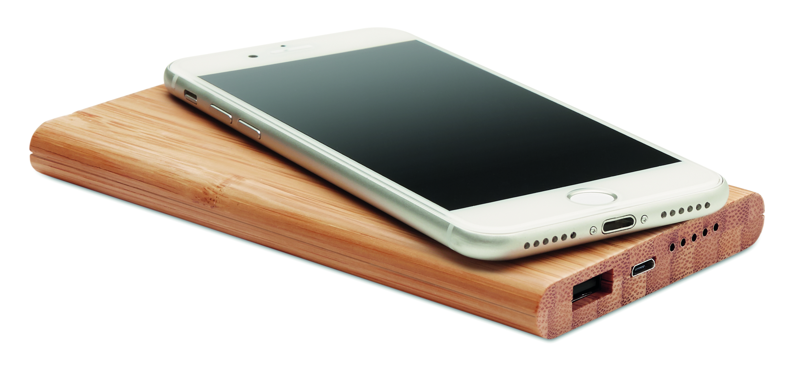 Smartphone, iPhone, Metallisch, Weiß, Holzständer