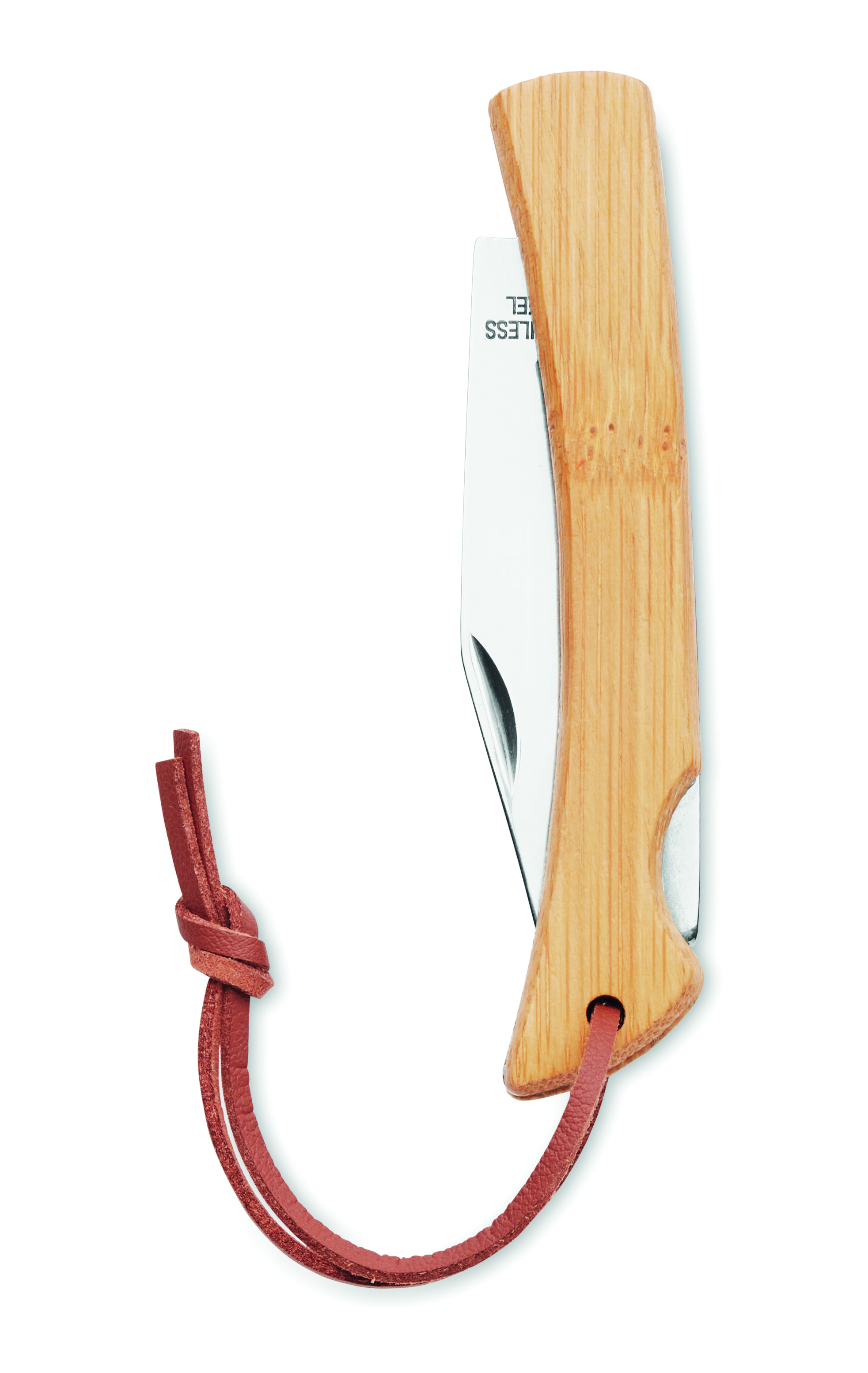 Kleines Messer, Holzgriff, Klinge, Lederschnalle, Campingmesser