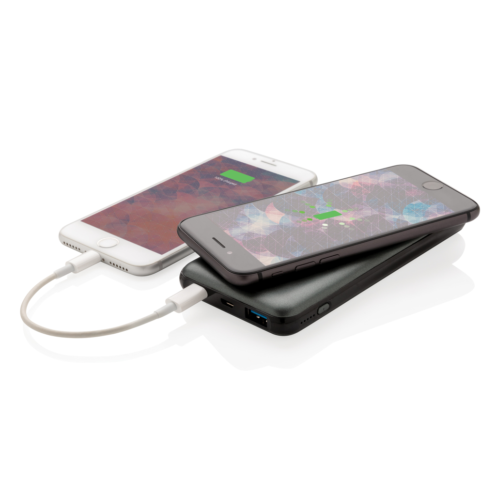 Elektronik, Telefon, Handy, powerbank, powerbank, USB-A, USB-C, drahtloses laden, powerbank, usb-c, kabelloses laden, telefonladegerät, tragbare batterie, Powerbank, Ladegerät, USB-A Port, Schwarz, Doppel-Display-Ladegerät