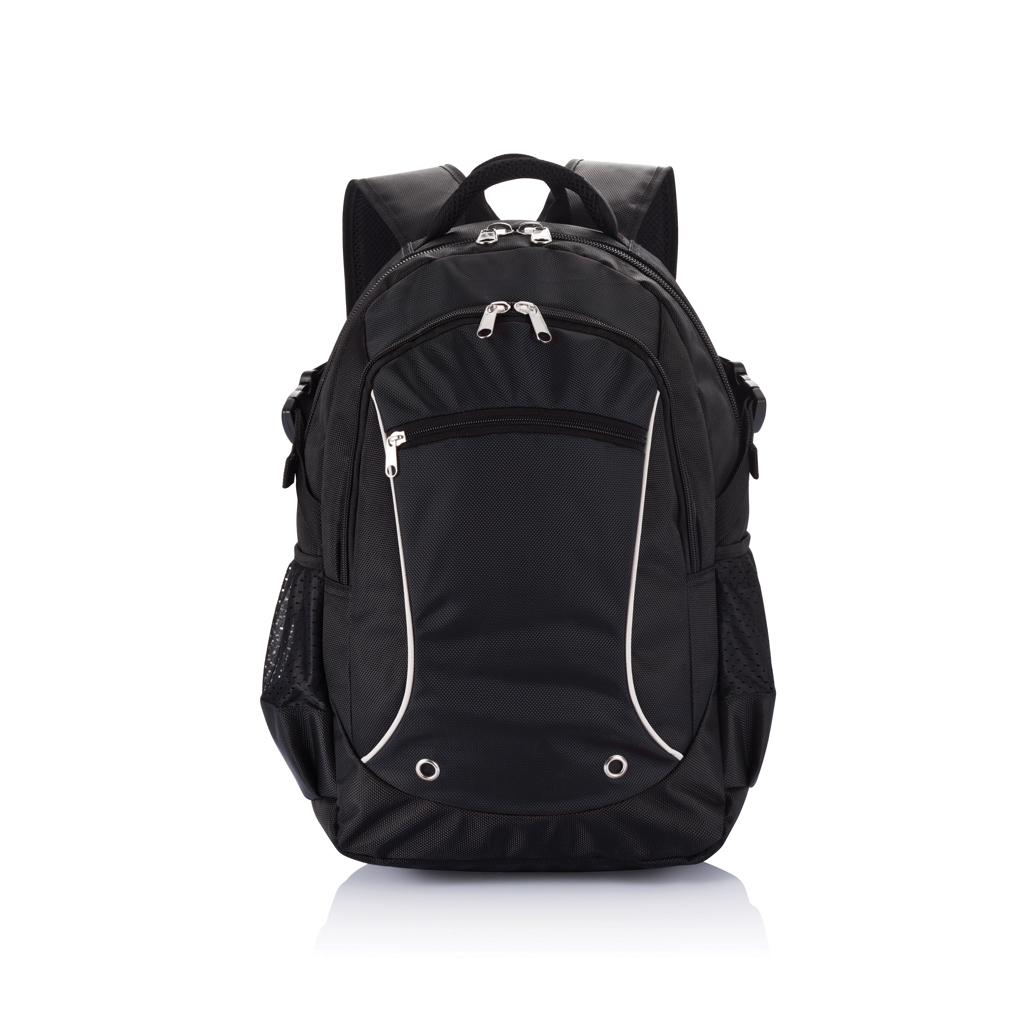 Rucksack, Backpack, Schwarz, Mehrfachtaschen, Netzseitentaschen, Rucksack, Rucksack, Schwarz, Nylon, Vordertaschen, Rucksack, Backpack, Schwarz, Reißverschluss, Seitentaschen, Rucksack, Backpack, Schwarz, Kordelzug, Seitentaschen