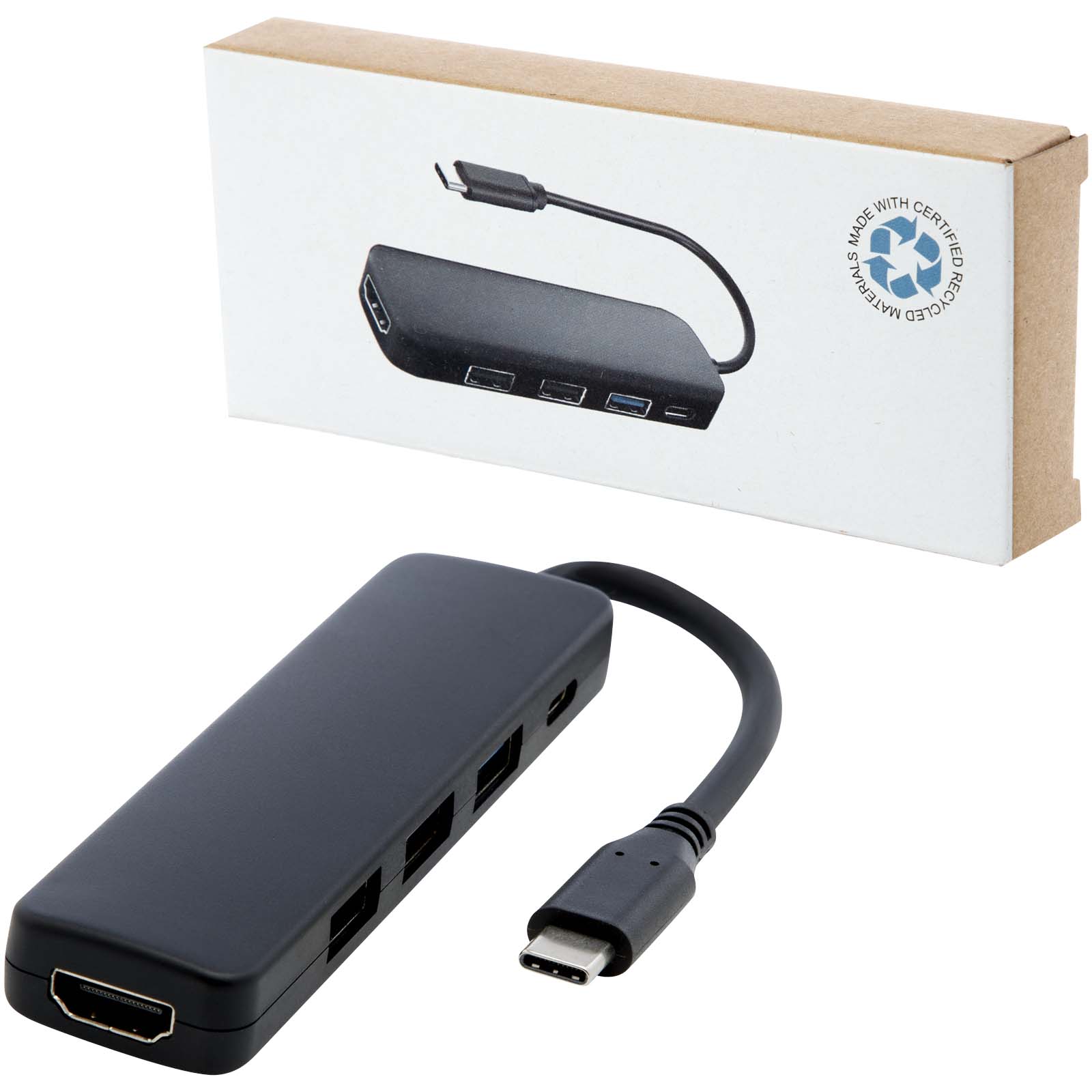 HDMI-Hub, USB-C Adapter, Multiport, Schwarz, Kabelgebundene Adapter