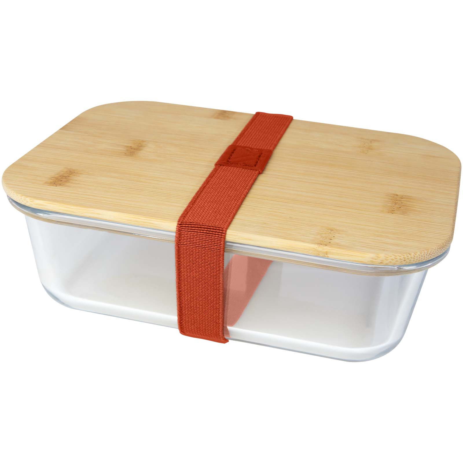 Lunchbox, Bento, Holzdeckel, Roter Gurt, Kunststoffbehälter
