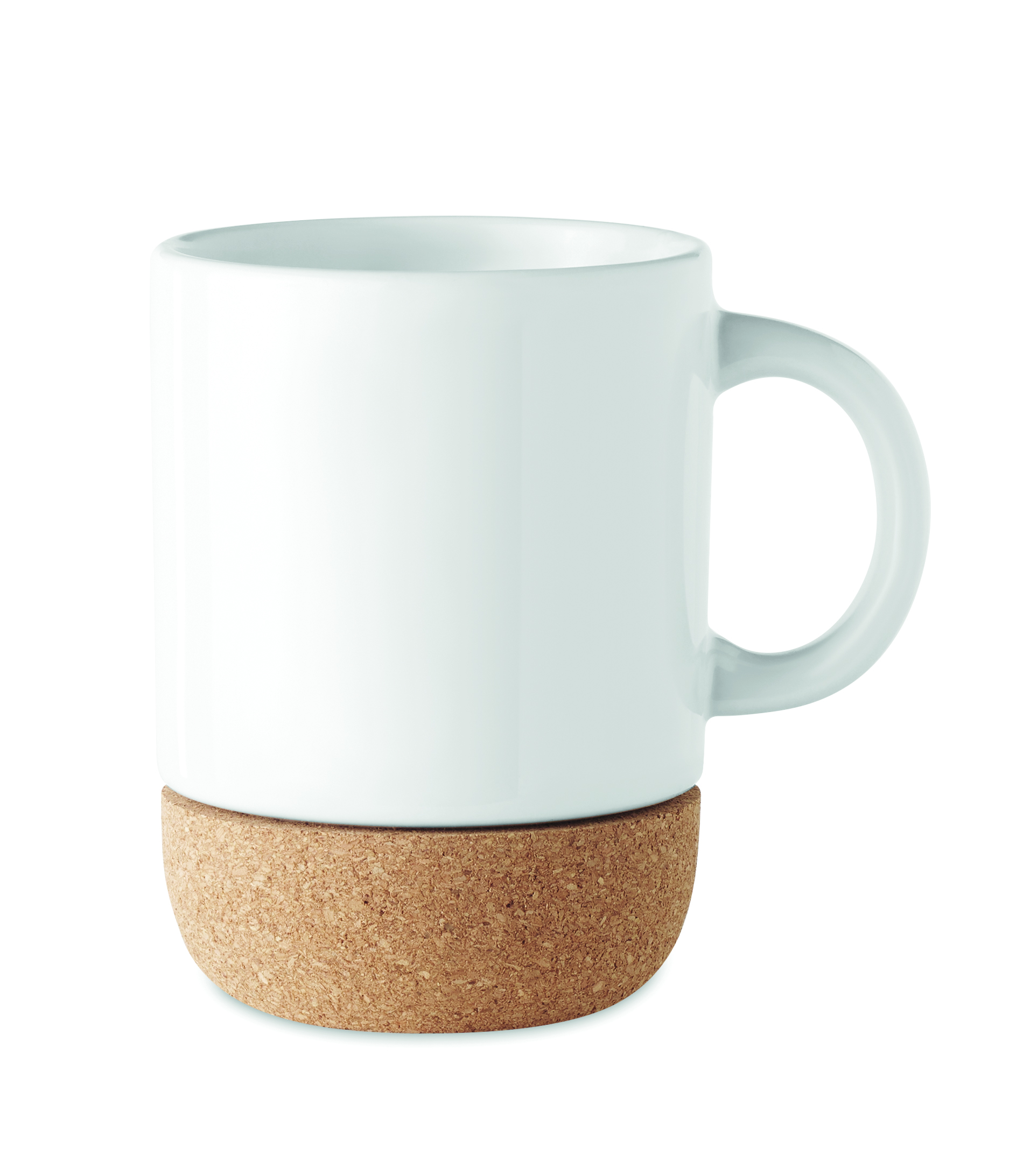 Becher, Kaffee-Tasse, Keramiktasse, Korkuntersetzer, einfarbig