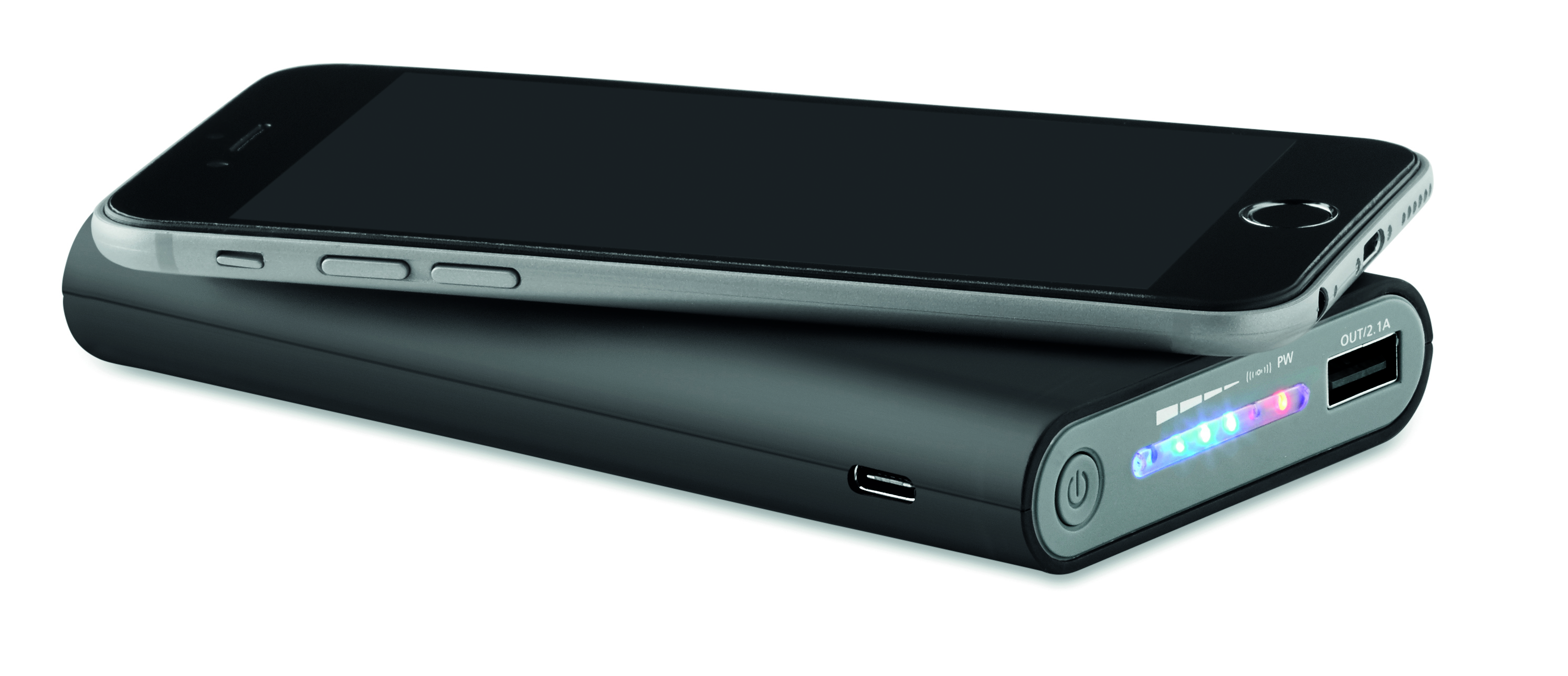Powerbank, Kabelloser Akku, USB-Port, LED-Anzeige, Kompakt schwarz