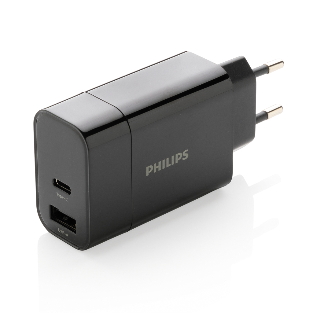 Adapter, Elektronik, Stecker, usb-c, usb-a, ladegerät, philipS, schwarz, Ladeadapter, USB-C, USB-A, Schwarz, Philips, Ladeadapter, USB-C, USB-A, 2-Port, Philips