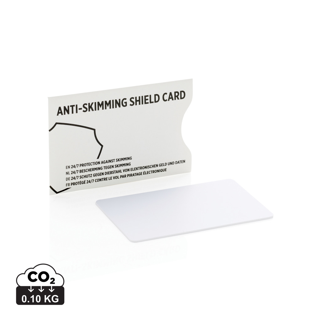 anti-skimming, shield card, Kartenhülle, CO2-Label, Kunststoffkarte, Anti-Skimming Card, Schutzkarte, Kartenhalter, Weiße Karte, CO2 0,10 KG, anti-skimming, shield card, Karte, Transparente Kartenauflage, CO2 0,10 kg