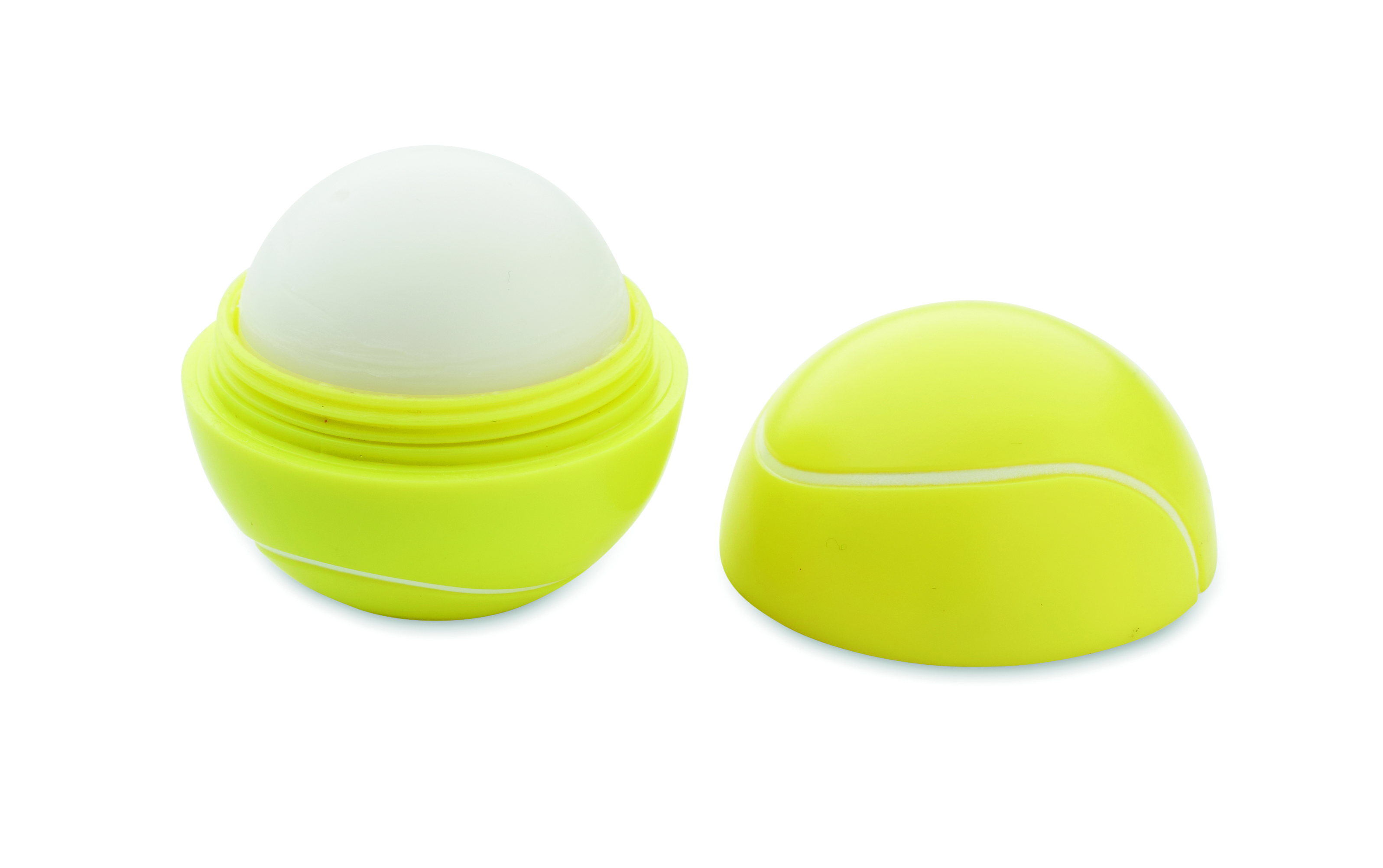 Lippenbalsam, Döschen, Neon Gelb, Kugelbehälter, Schale mit Deckel, Lip balm, Balms, Lippenpflege, Kugelform, Neon Gelb, Lippgloss, Ball, Noppenball, Schale, Hülle