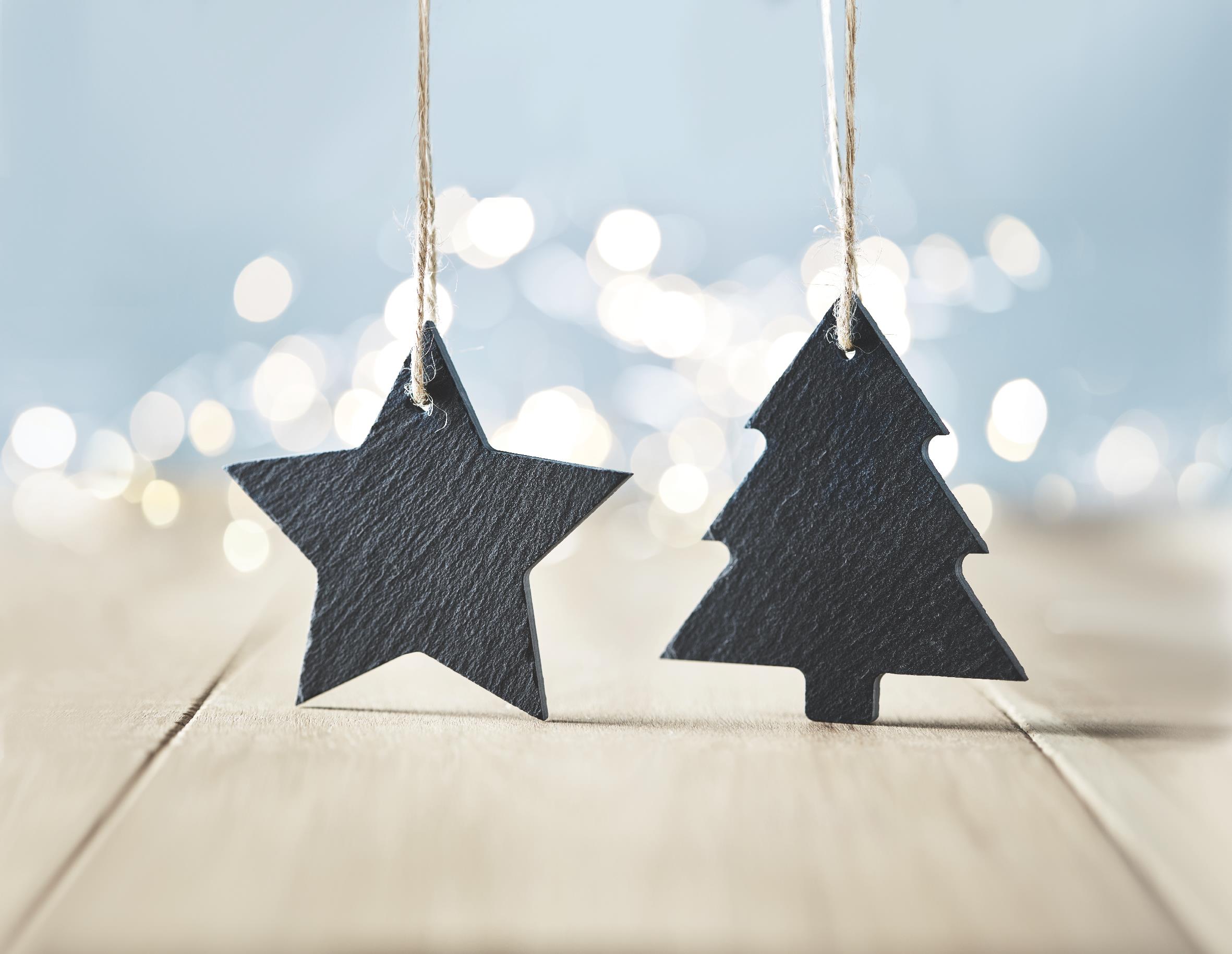 Sterne Anhänger, Weihnachtsdeko, Holzornament, Schwarz, Hänger, Sterneanhänger, Tannenzweige, Holzdeko, Weihnachtsschmuck, Silhouette, Sterne-Hänger, Sternenanhänger, Holzornament, Weihnachtsdeko, Silhouettenornament