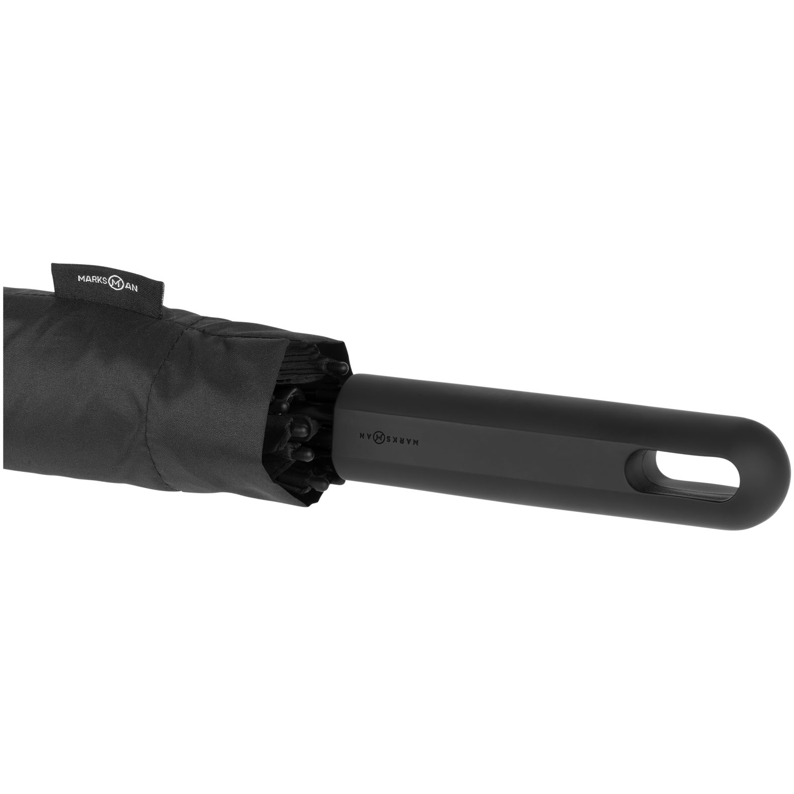 zusammenklappbarer Regenschirm, schwarzer Regenschirm, Tragegurt, gefaltete Schirmabdeckung, kompaktes Design, regenschirm, faltbar, schwarz, tragegriff, kompakt, Regenschirm, Faltbar, Schwarz, Gerade Griffe, Kompakt