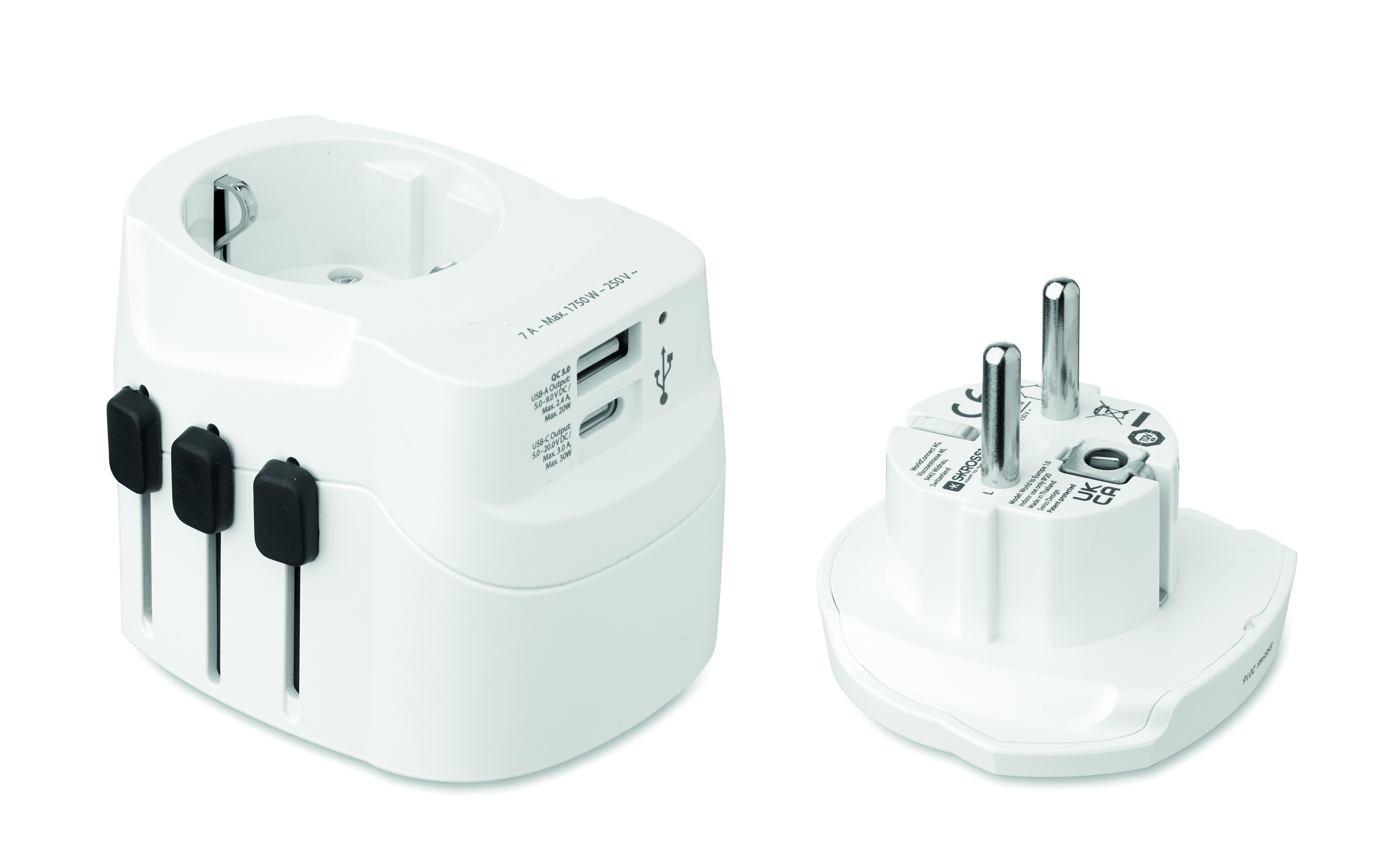 Ladegerät, Schutzkontakt-Adapter, USB-Ladegerät, Splitter, Kunststoffgehäuse