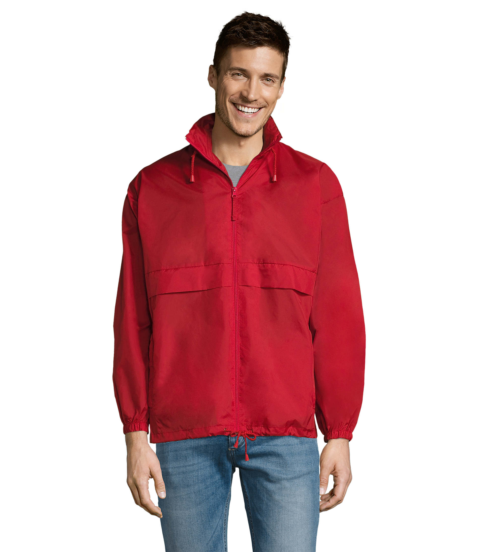 Rote Windbreaker, Reißverschlussjacke, Kapuzenjacke, Verstellbarer Saum, Langarm, jacke, windjacke, reissverschluss, kapuze, rot, jacke, windbreaker, reissverschluss, kapuze, zugband, windjacke, rot, hoodie, windjacke mit kapuze, reissverschlussjacke