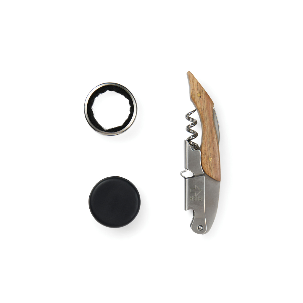 Korkenzieher, Flaschenöffner, Holzgriff, Metalldose, Kapsel?, Flaschenverschluss, Korkenzieher, Corkscrew, Metall, Holzgriff, Weinöffner, Korkenzieher, Flaschenöffner, Holzgriff, Metall