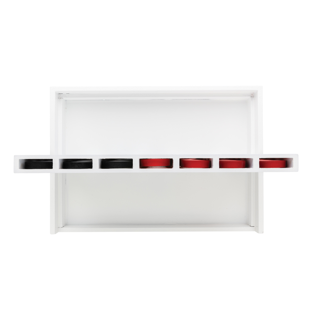 Wandregal, weiß, modular, Kerzenhalter, schwarz rot Akzente, weiß, Wandschrank, fünf Fächer, Kerzenhalter, modernes Design, weißer regal, modulares regal, schubladengriff, rote akzente, wandregal