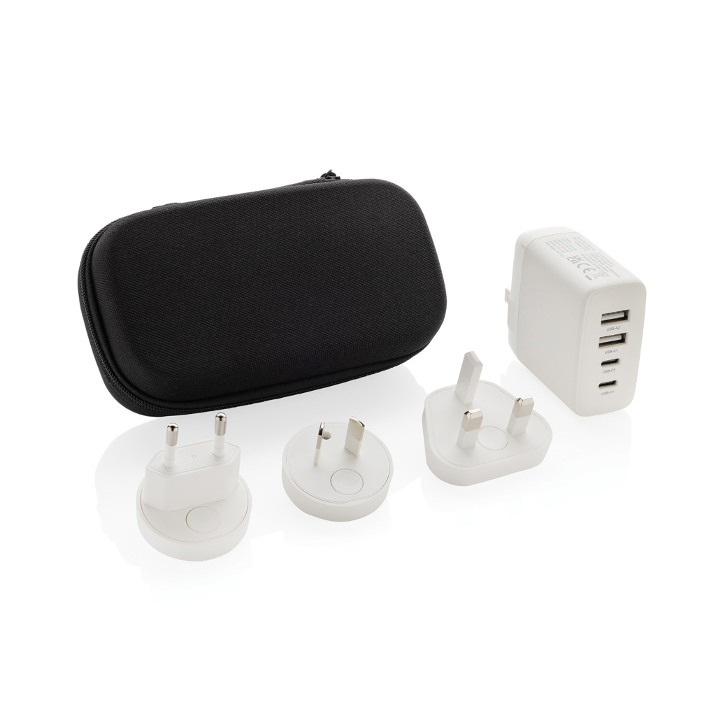 Reiseladegerät, USB-Ladeadapter, Mehrfachstecker, Kabeltasche, Reiselade-set, Ladegerät, USB, Reiseadapter, Netzteil, Koffer-Schwarz, Ladegerät, USB, Reiseadapter, Netzteil, Schwarz-Case