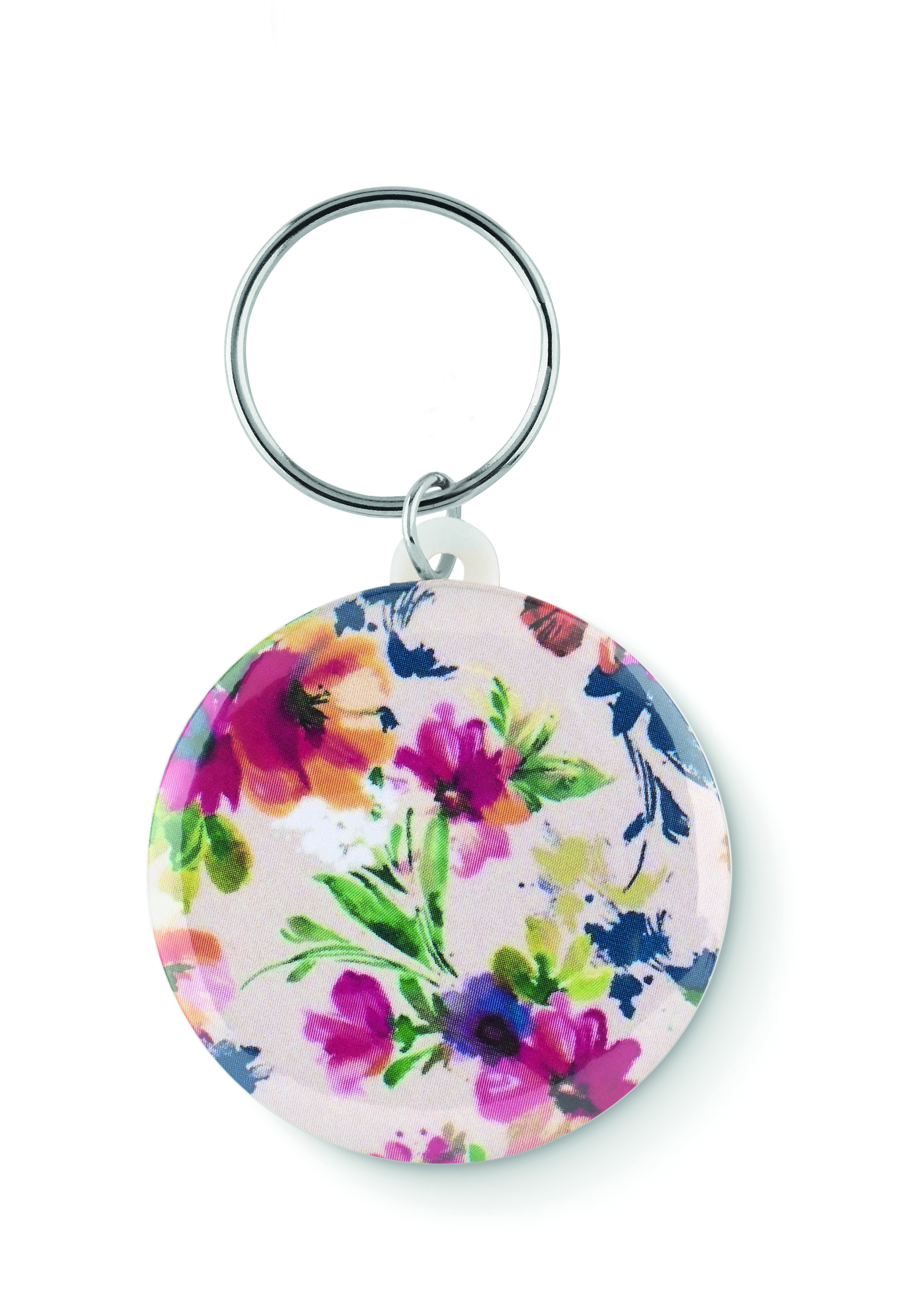 Schlüsselanhänger, Blumenmuster, Rund, Metall, Floral