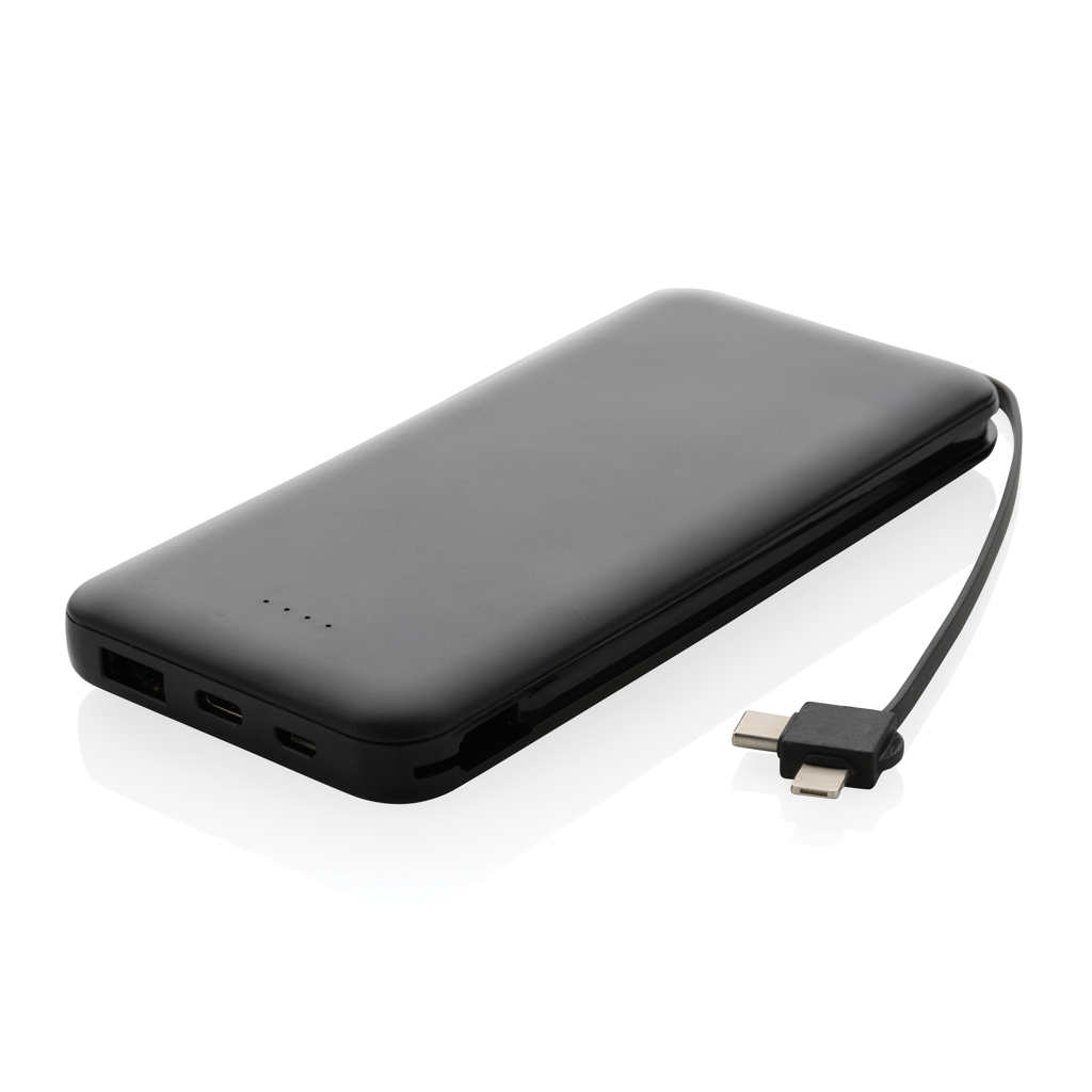 Computerausrüstung, Elektronik, Hardware, Adapter, Handy, Powerbank, Tragelade, USB-C, 2x USB, Schwarz, Powerbank, USB-C, 2-3A, Lithium, Portabel, Powerbank, Ladegerät, USB-C, Micro-USB, 2-in-1 Kabel