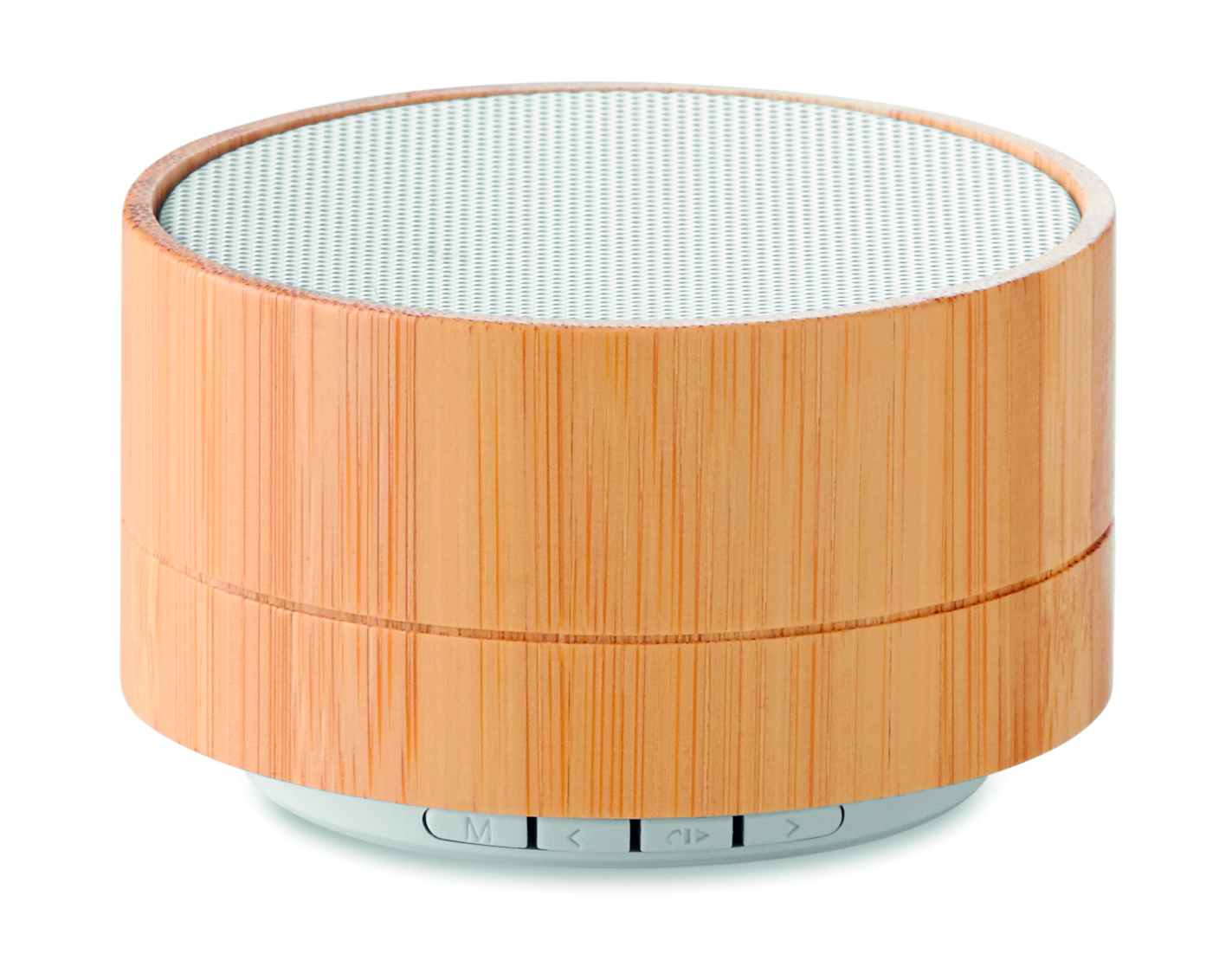 Bluetooth-Lautsprecher, Holzgehäuse, Metallgitter, Runder Standfuß, Kompakte Größe