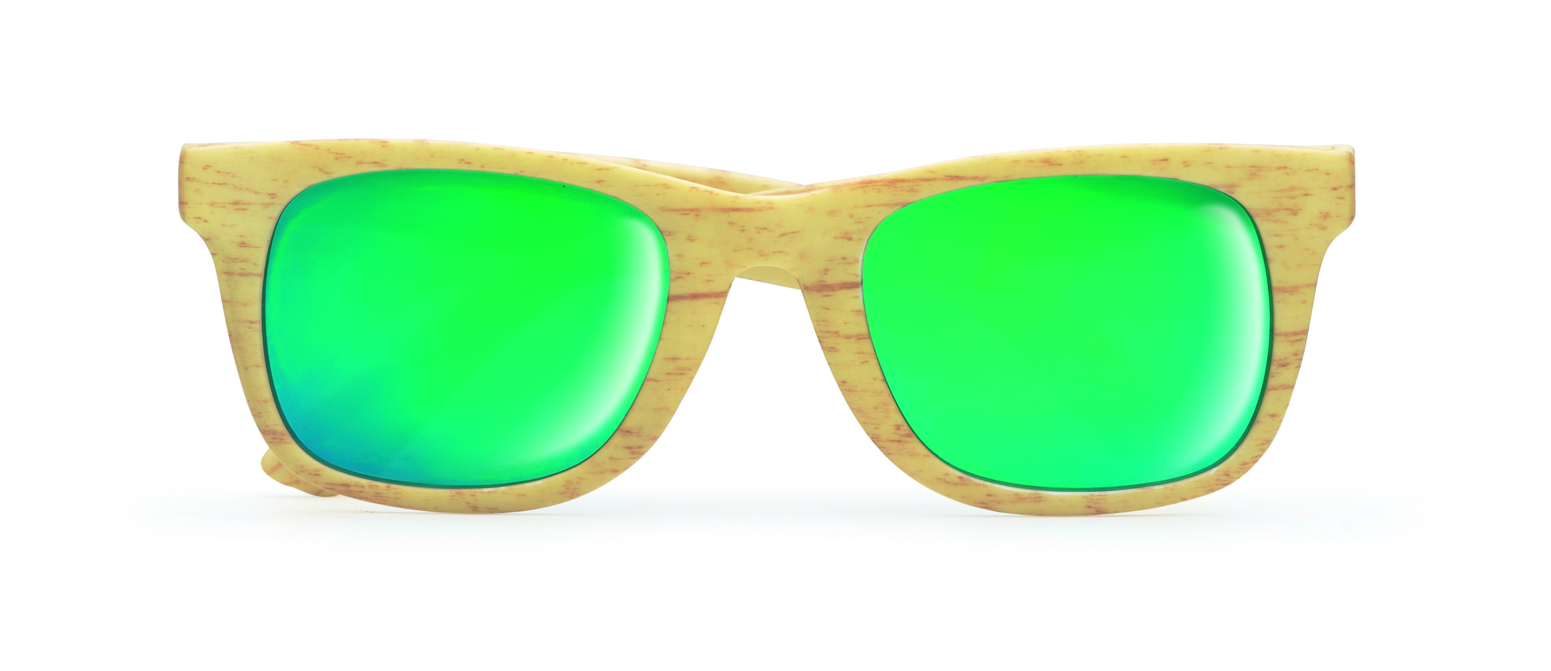 Sonnenbrille, Holzrahmen, grüne Spiegel, grüner Rahmen?, unikale Muster