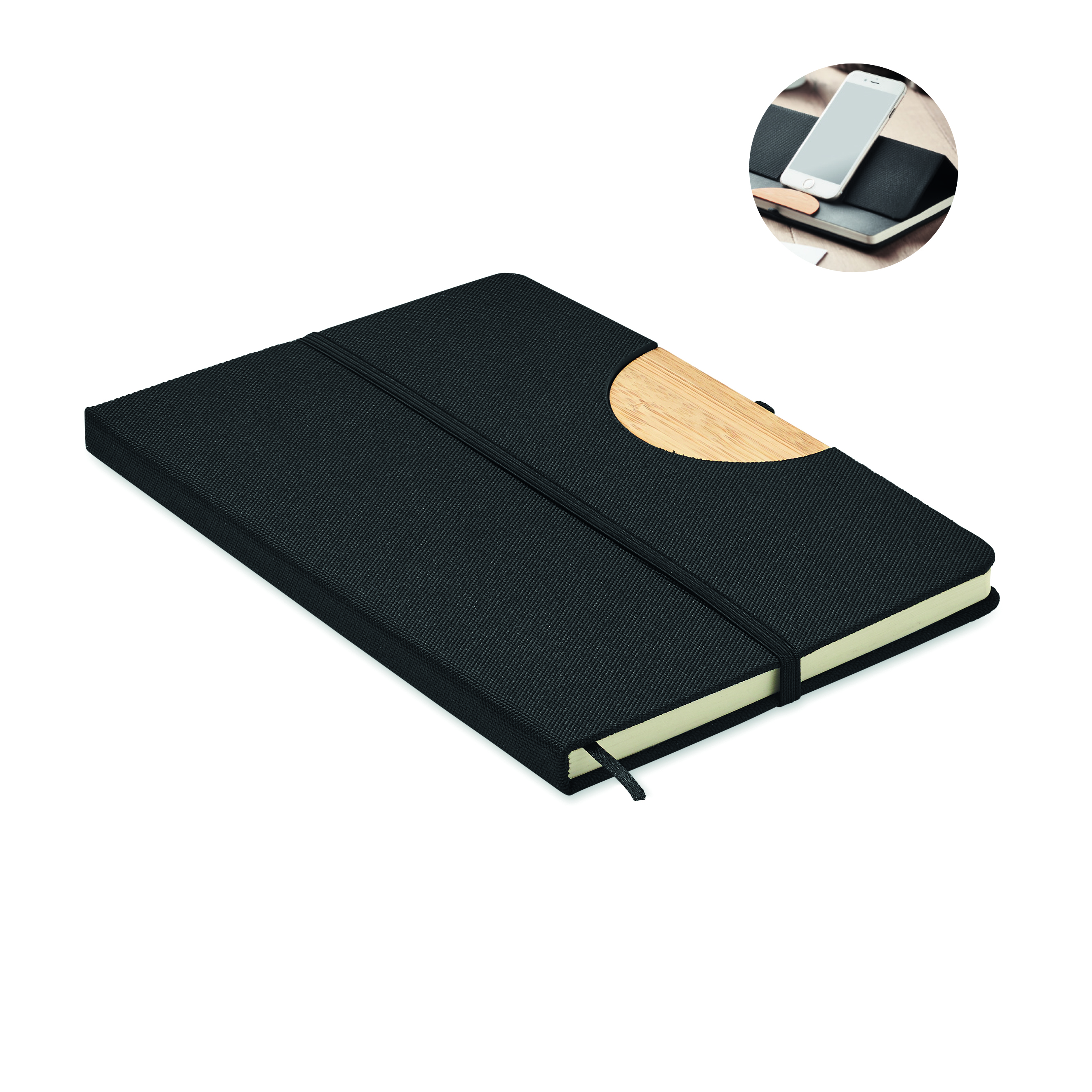 Notizbuch, Schutzhülle, Magnetic Straps, Holzring, A5